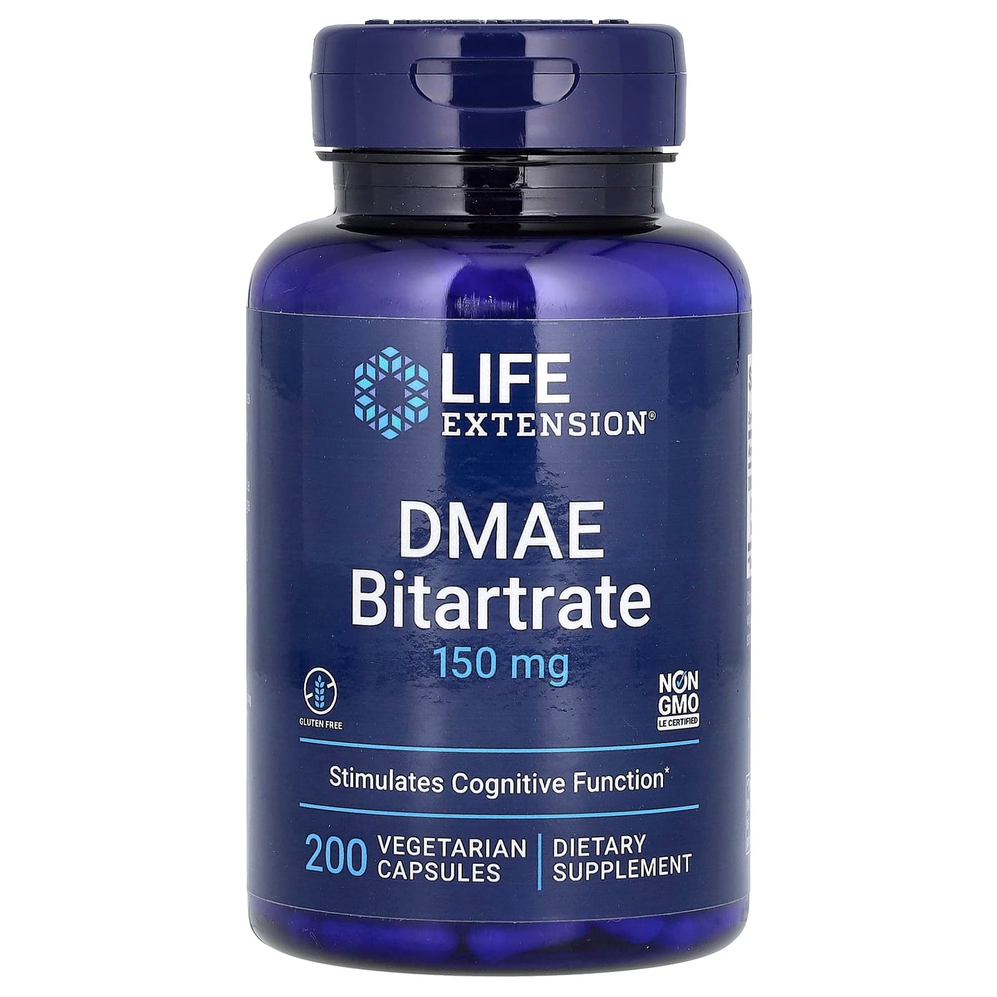 Life Extension, DMAE Bitartrate, 150 mg, 200 Vegetarian Capsules - Image 1