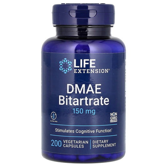 Life Extension, DMAE Bitartrate, 150 mg, 200 Vegetarian Capsules - Image 1