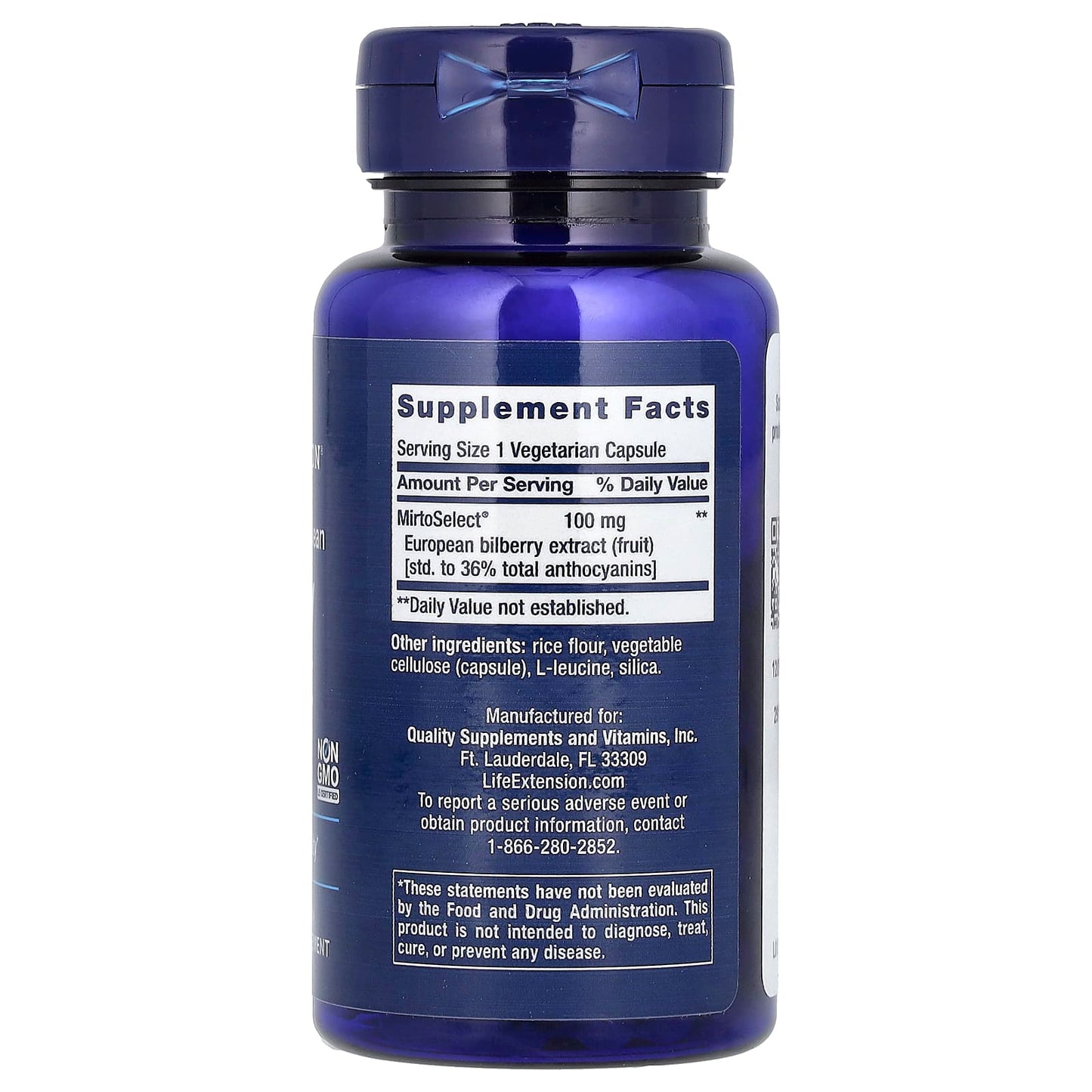 Life Extension, Standardized European Bilberry Extract, 100 mg, 90 Vegetarian Capsules - Image 2