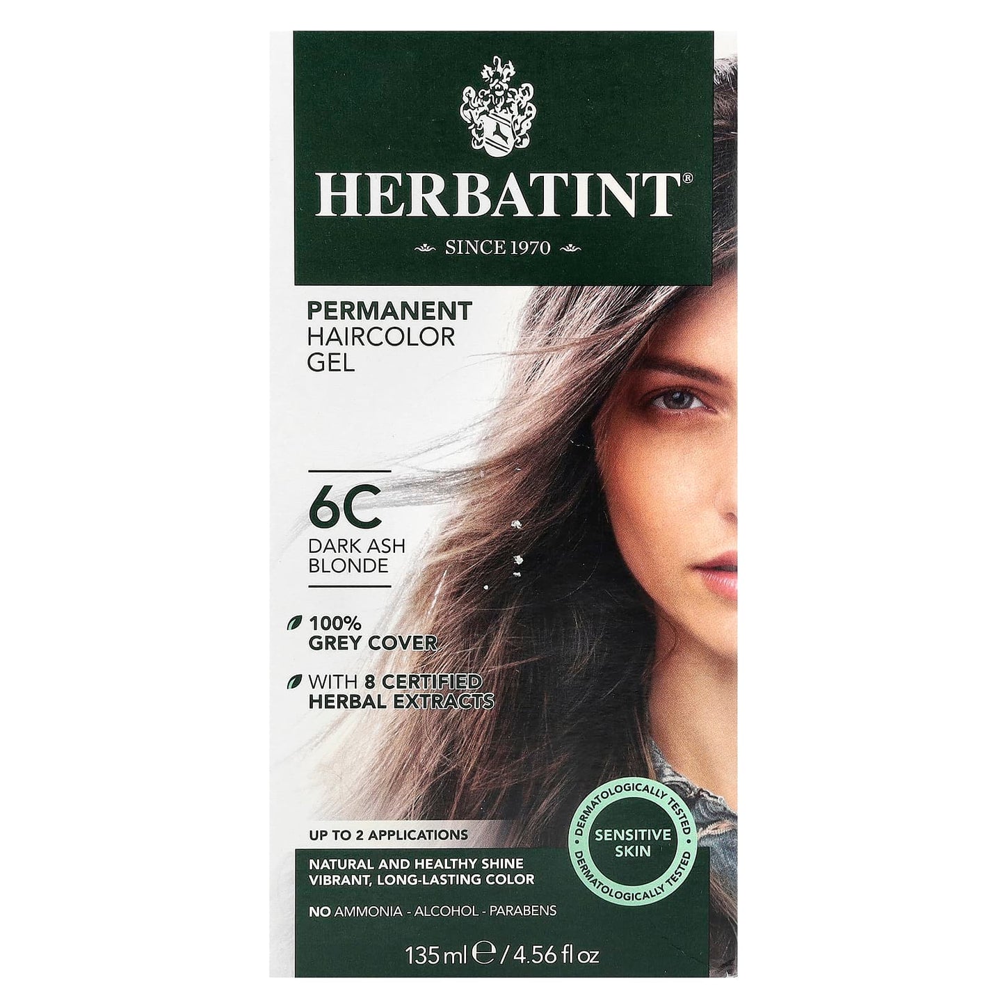 Herbatint Permanent Haircolor Gel 6C Dark Ash Blonde 4.56 fl oz - Image 1