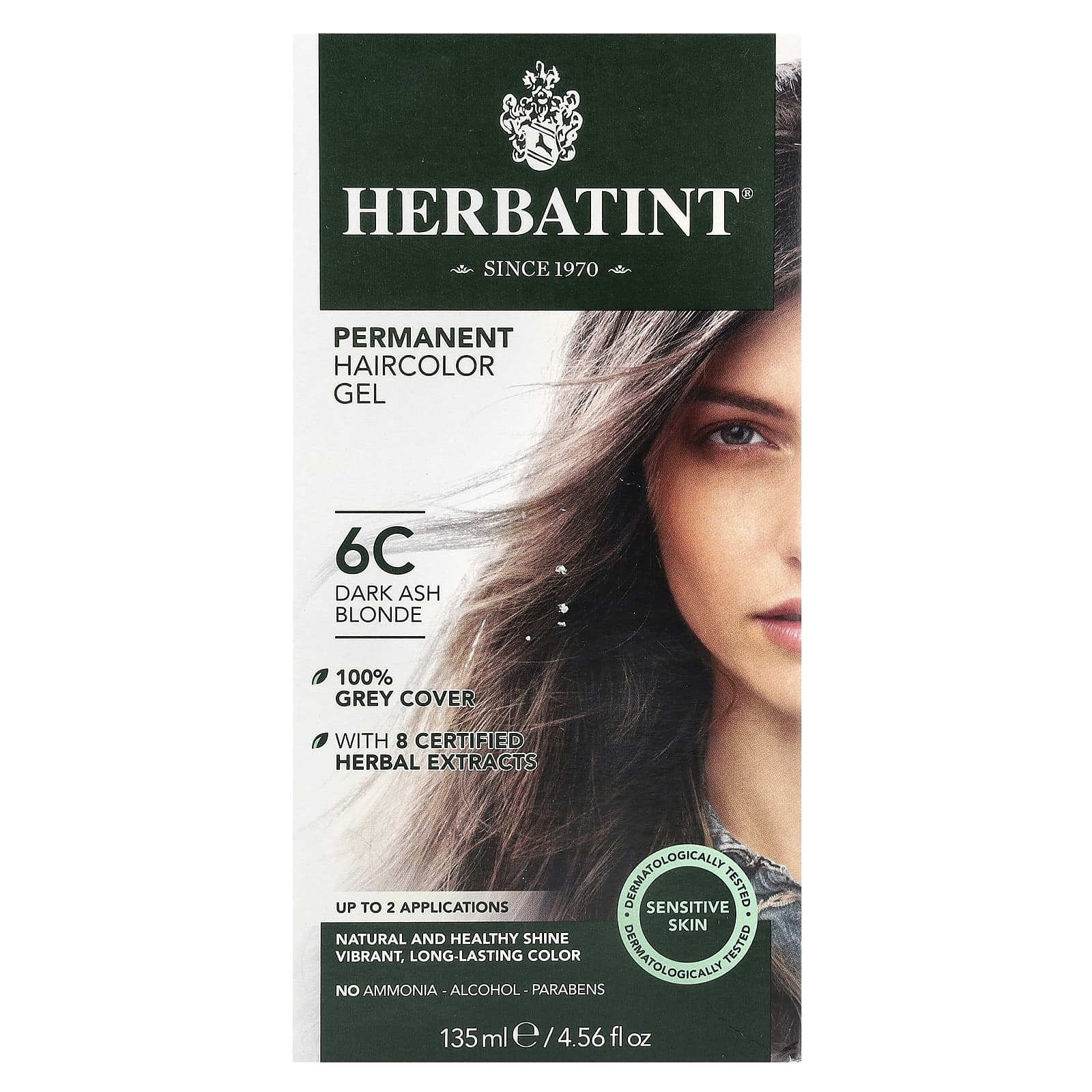 Herbatint Permanent Haircolor Gel 6C Dark Ash Blonde 4.56 fl oz - Image 1