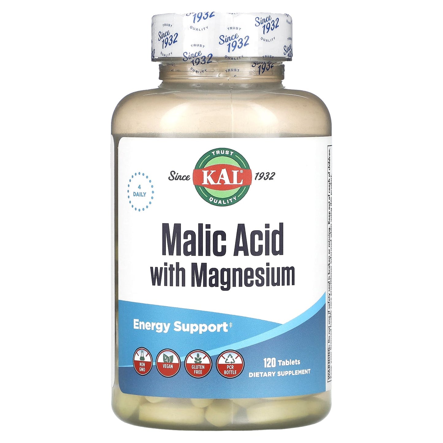 Boost Energy with KAL Malic Acid & Magnesium Tablets, 120 Count - Image 1