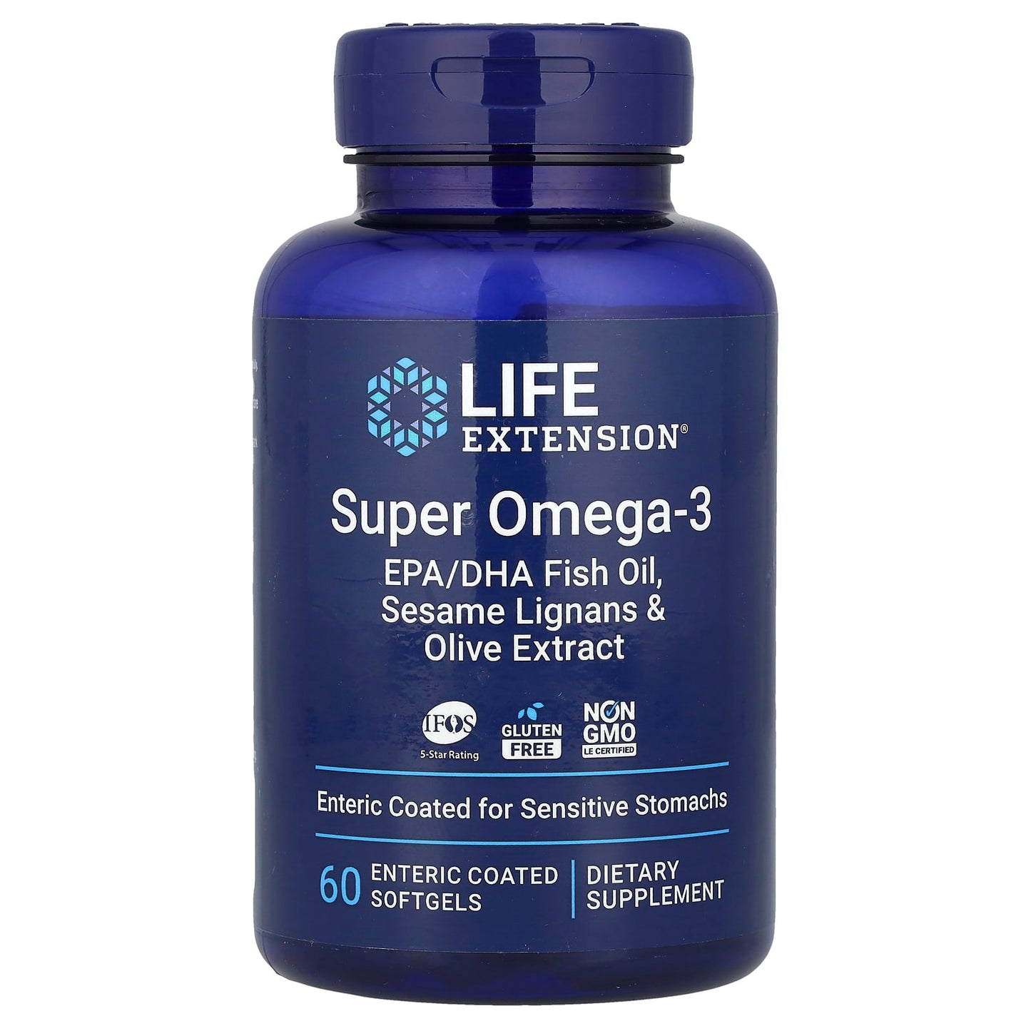 Life Extension, Super Omega-3, EPA/DHA Fish Oil, Sesame Lignans & Olive Extract, 60 Enteric Coated Softgels - Image 1