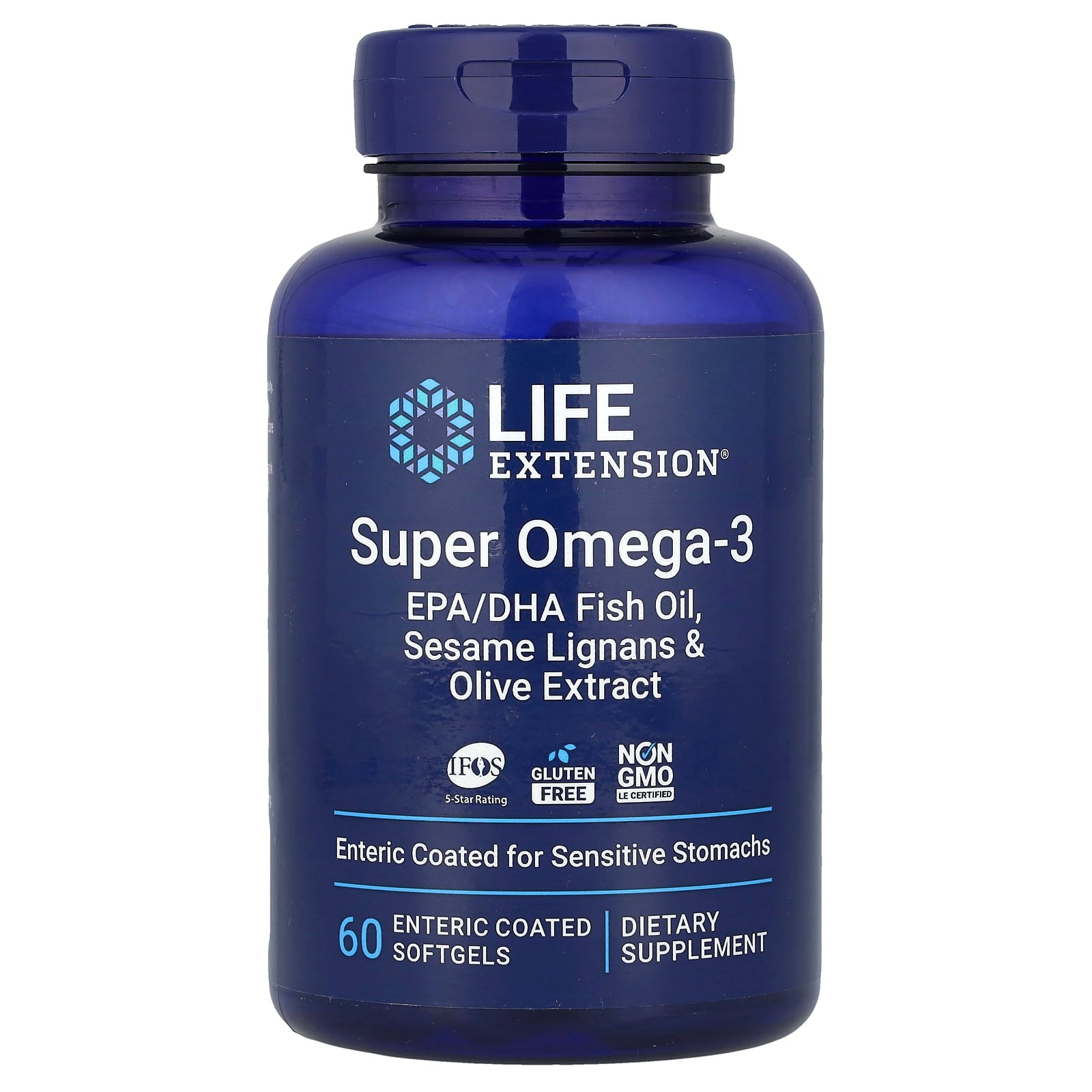 Life Extension, Super Omega-3, EPA/DHA Fish Oil, Sesame Lignans & Olive Extract, 60 Enteric Coated Softgels - Image 1