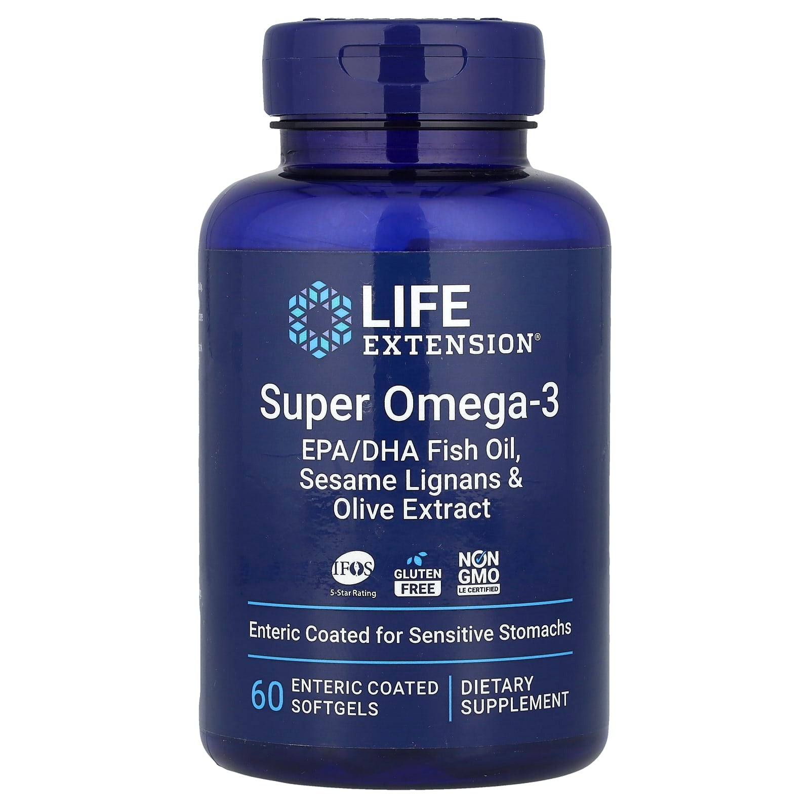 Life Extension, Super Omega-3, EPA/DHA Fish Oil, Sesame Lignans & Olive Extract, 60 Enteric Coated Softgels - Image 1