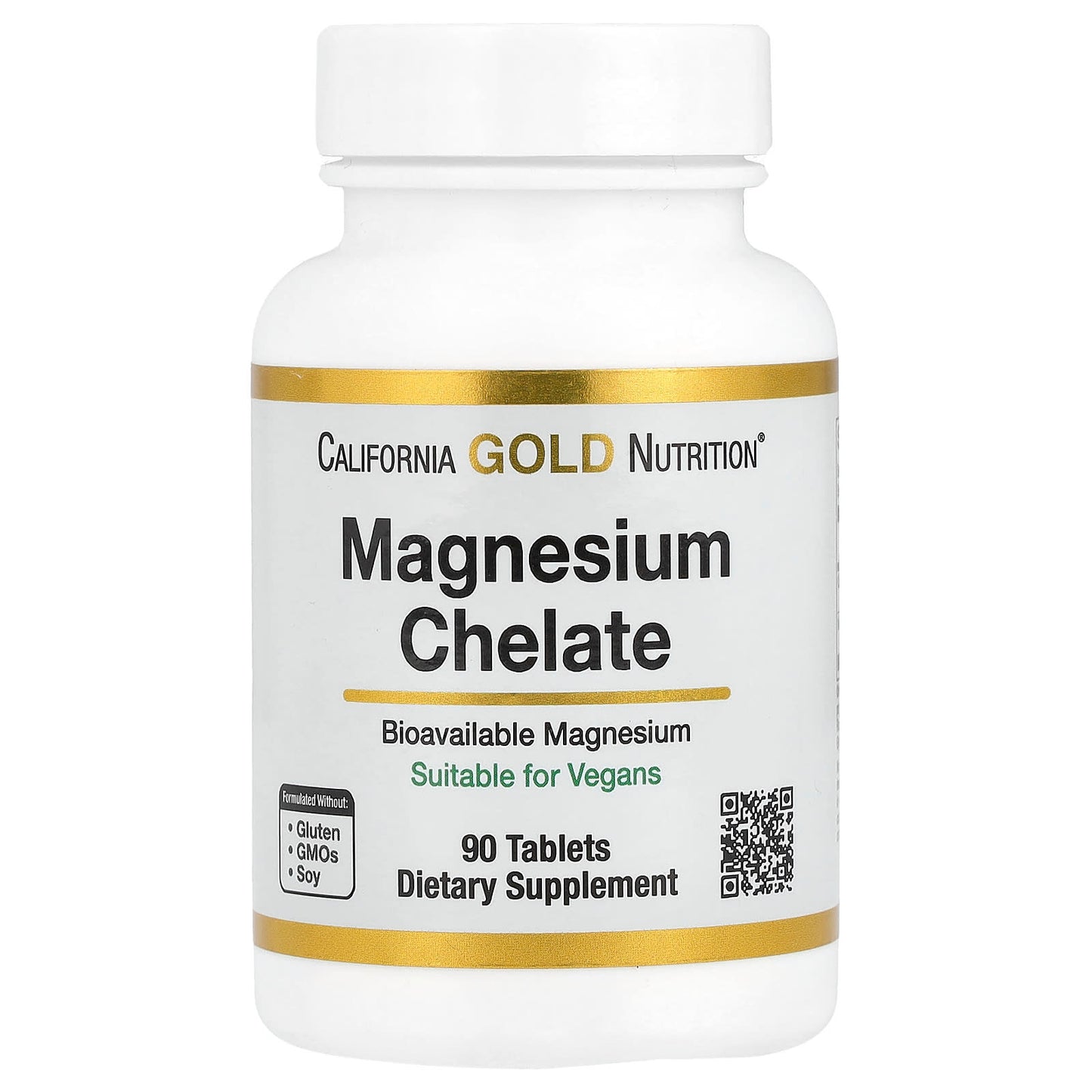 California Gold Nutrition Magnesium Chelate with Calcium - 90 Tablets for Bone & Heart Health - Image 1
