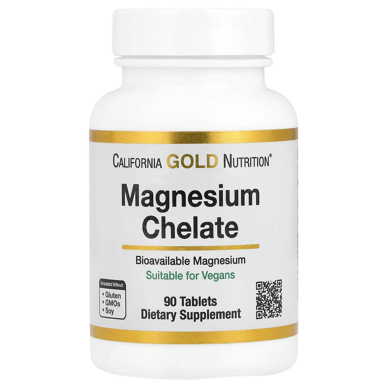 California Gold Nutrition Magnesium Chelate with Calcium - 90 Tablets for Bone & Heart Health - Image 1