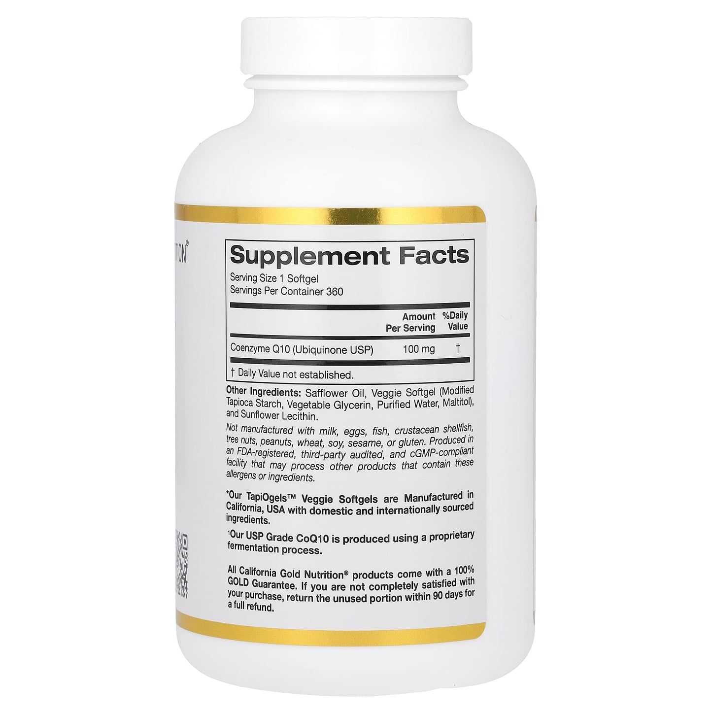 California Gold Nutrition CoQ10, Ubiquinone USP, 100mg, 360 Veggie Softgels - Image 2