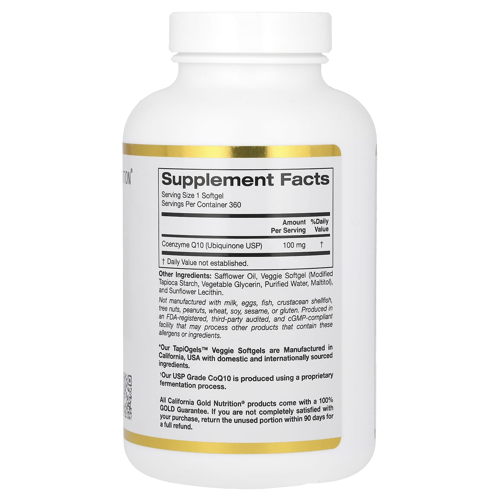 California Gold Nutrition CoQ10, Ubiquinone USP, 100mg, 360 Veggie Softgels - Image 2