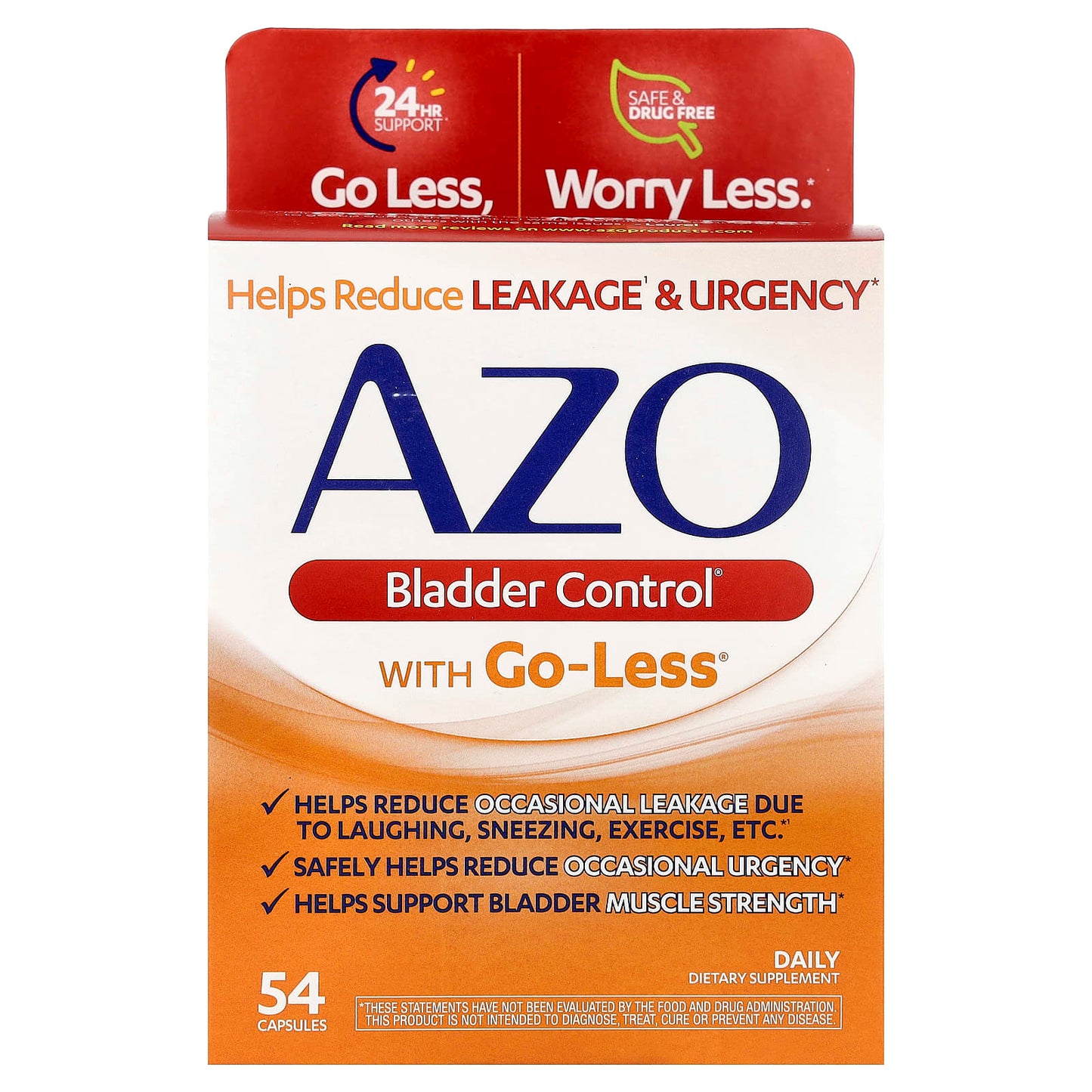 AZO Bladder Control with Go-Less, 54 Capsules - 24 Hour Support - Image 1