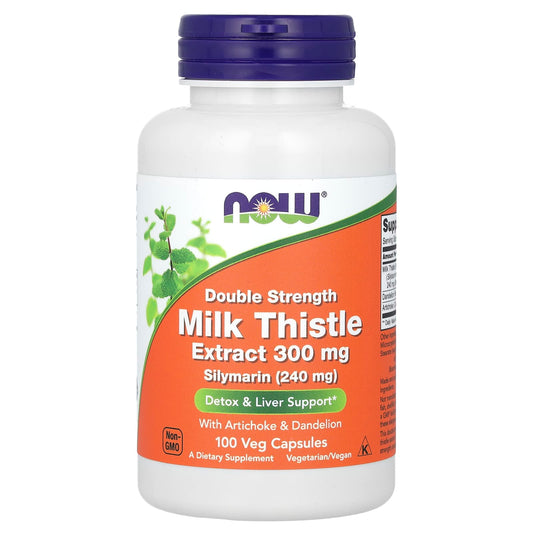 NOW Foods, Milk Thistle Extract, Double Strength, 300 mg, 100 Veg Capsules - Image 1