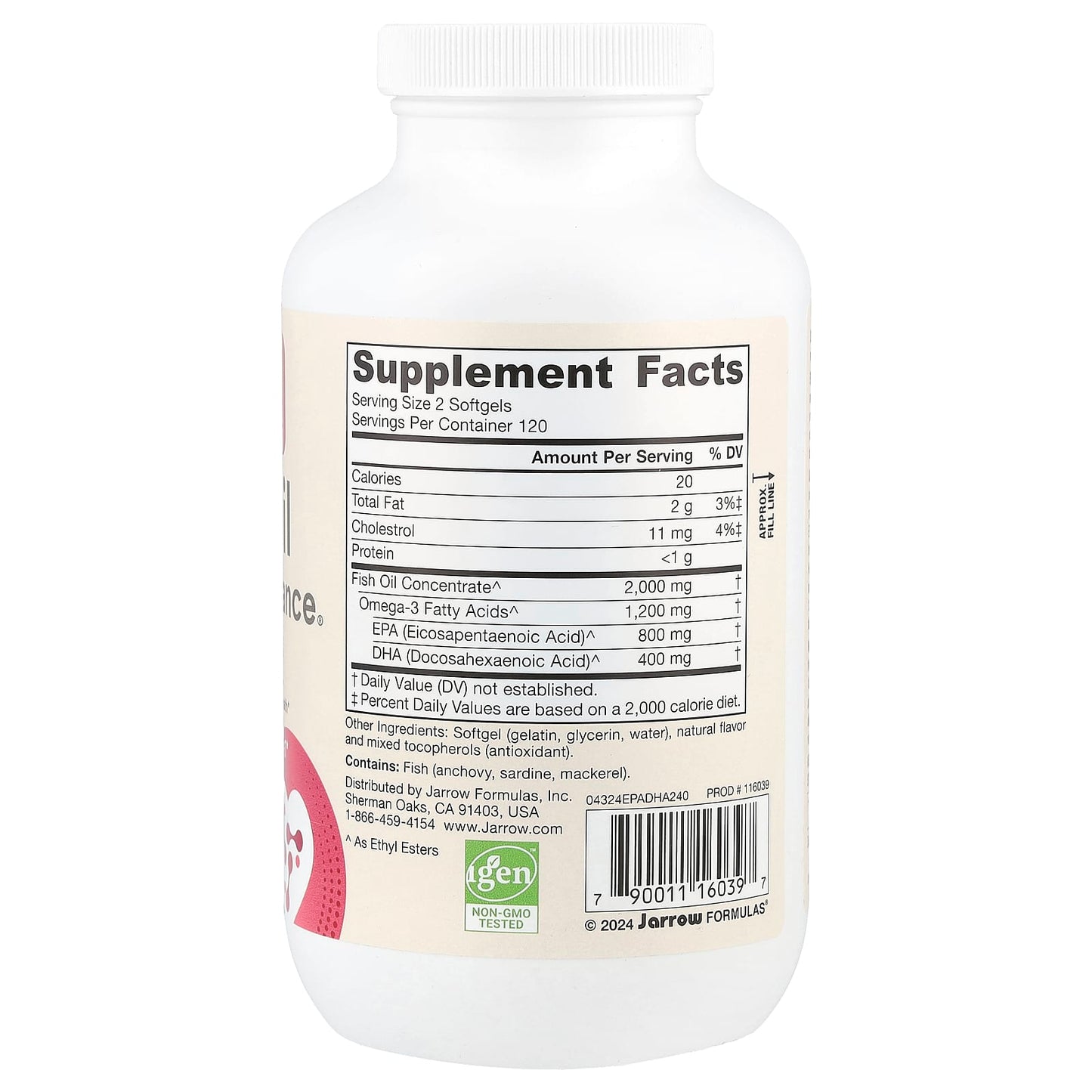 Jarrow Formulas Fish Oil EPA-DHA Balance, 240 Softgels, 1000mg per Softgel - Image 2