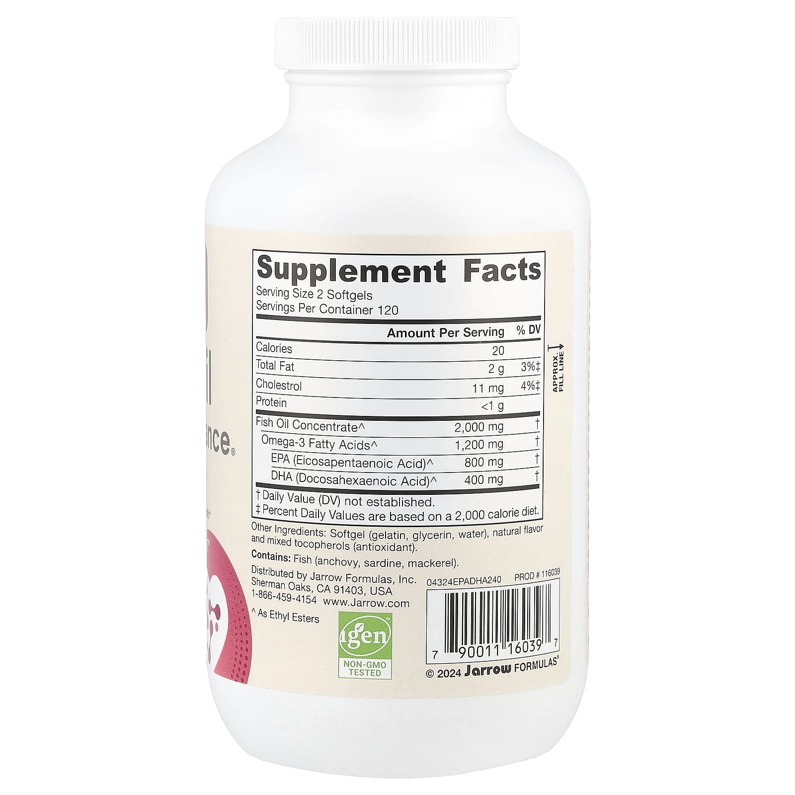 Jarrow Formulas Fish Oil EPA-DHA Balance, 240 Softgels, 1000mg per Softgel - Image 2
