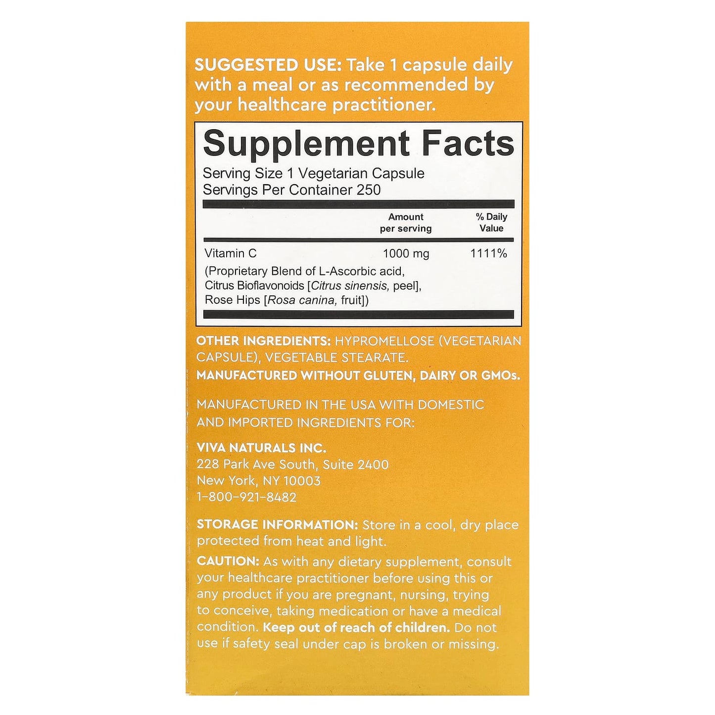Viva Naturals, Vitamin C, 1,000 mg, 250 Veggie Capsules - Image 2