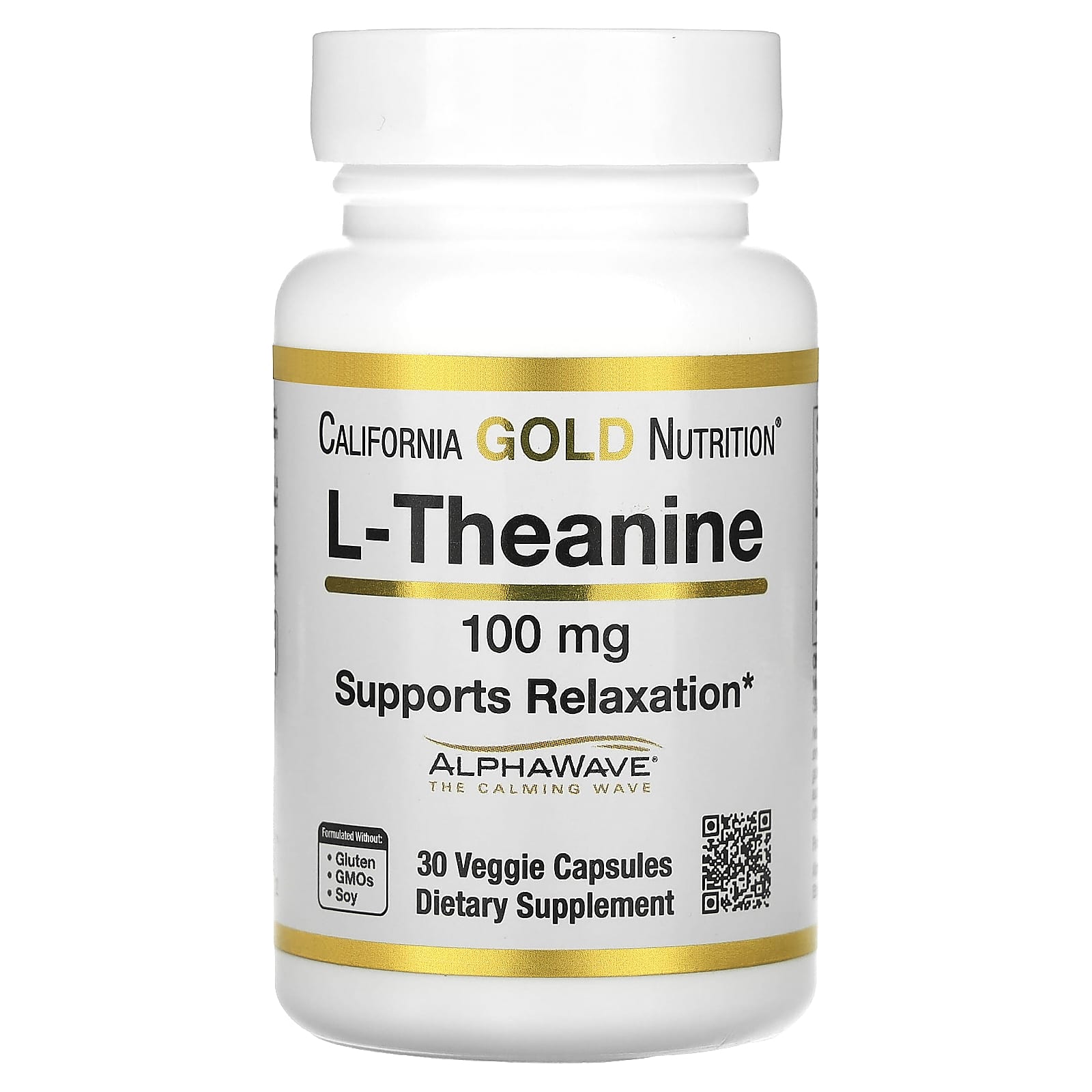 L-Theanine Supplement for Relaxation & Focus - 100mg, 30 Capsules - Image 1