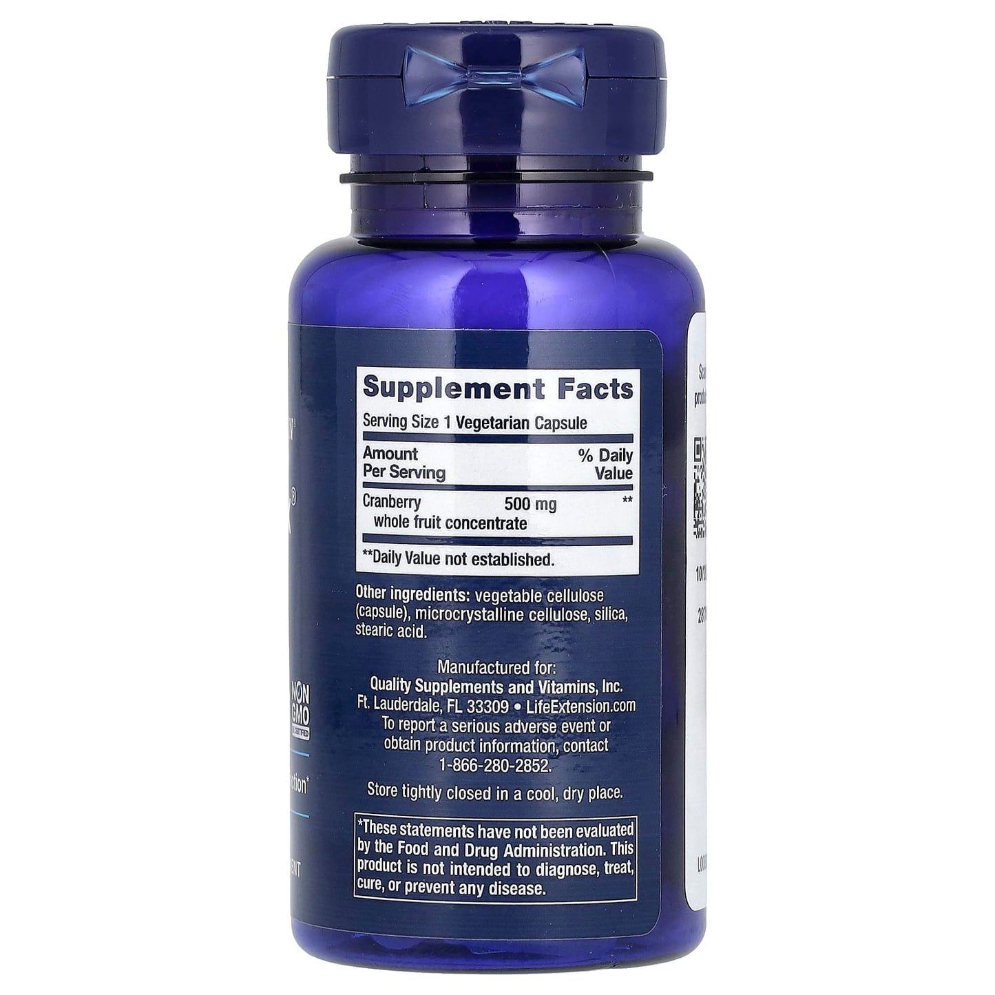 Life Extension, Cran-Max, Cranberry Whole Fruit Concentrate, 500 mg, 60 Vegetarian Capsules - Image 2