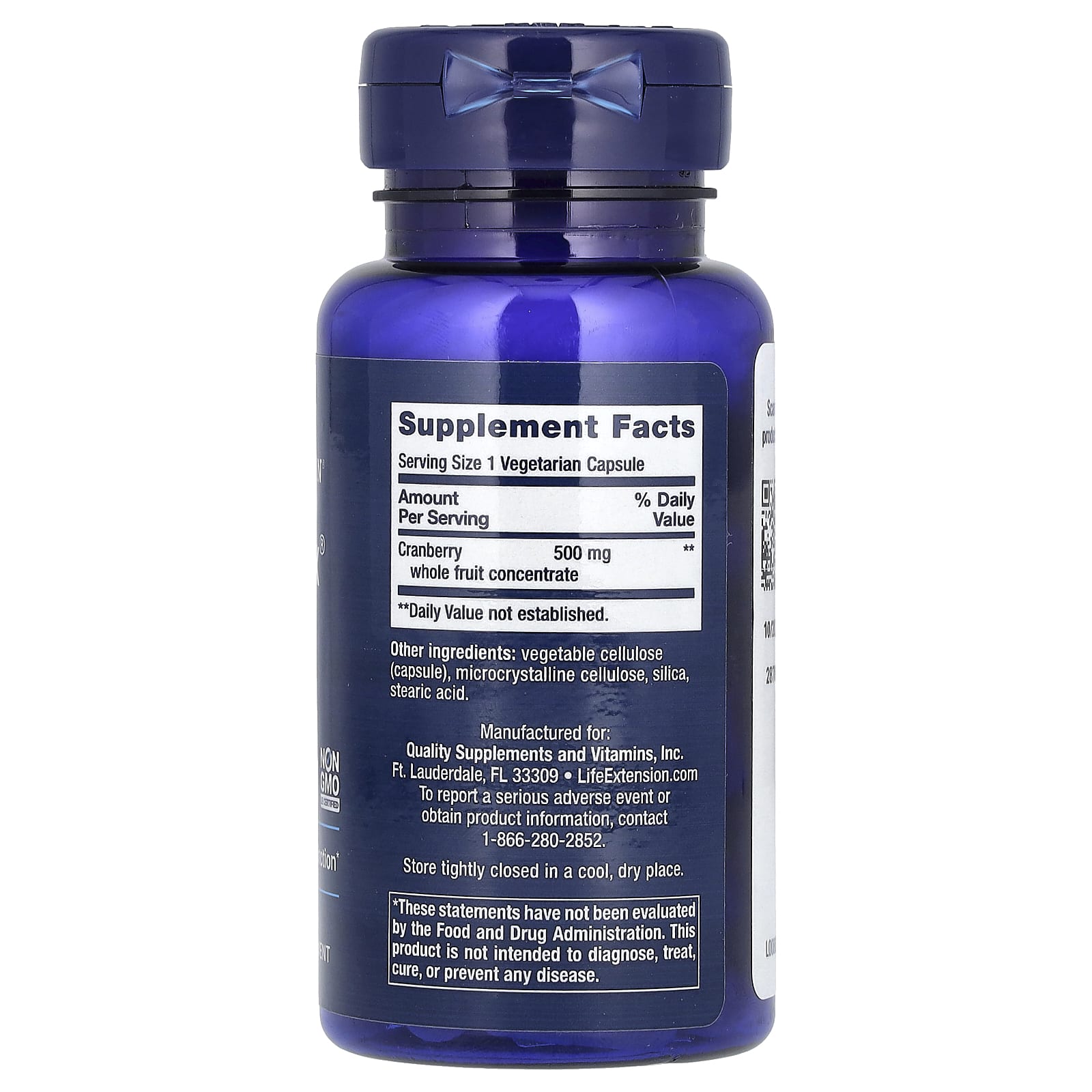 Life Extension, Cran-Max, Cranberry Whole Fruit Concentrate, 500 mg, 60 Vegetarian Capsules - Image 2
