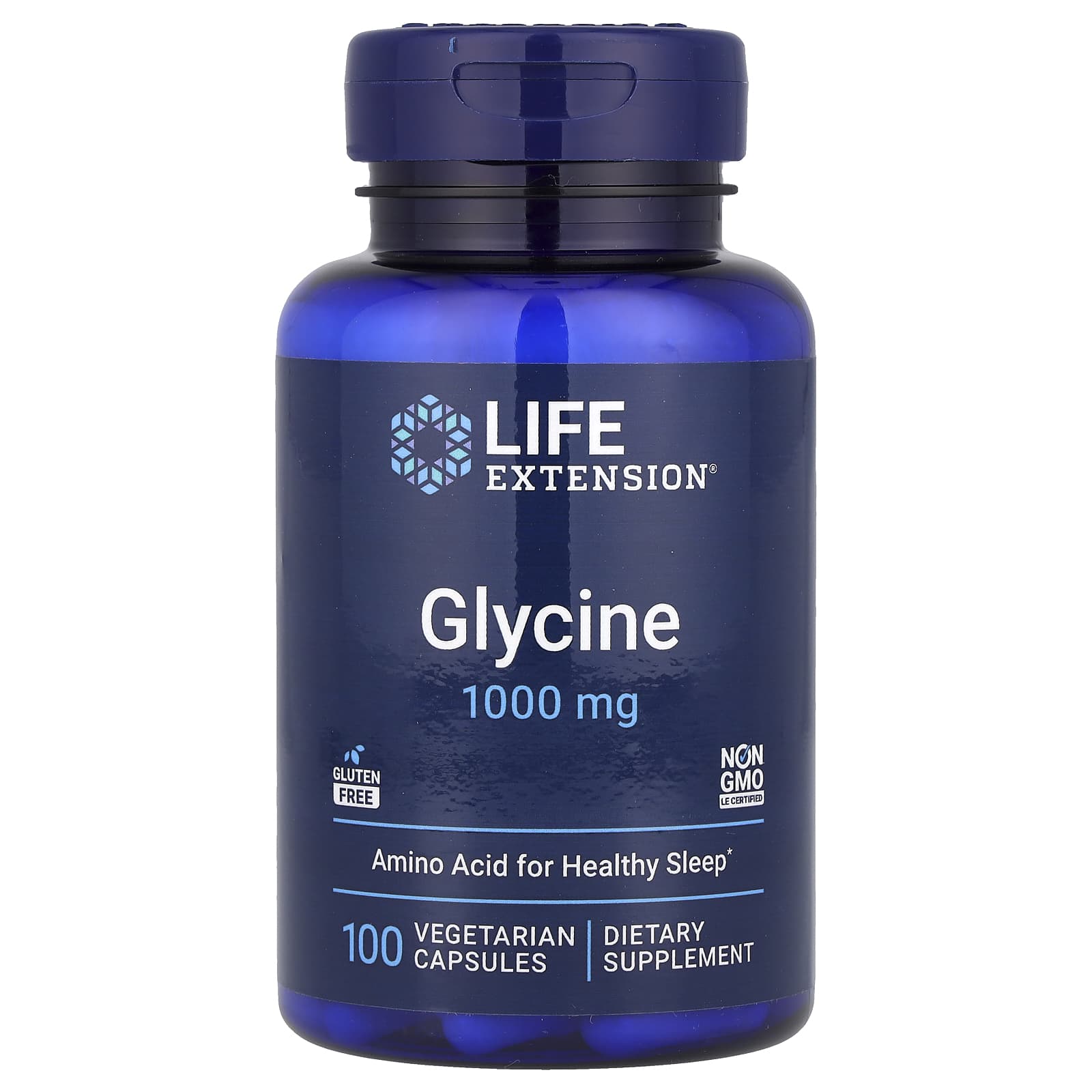 Life Extension, Glycine, 1,000 mg, 100 Vegetarian Capsules - Image 1