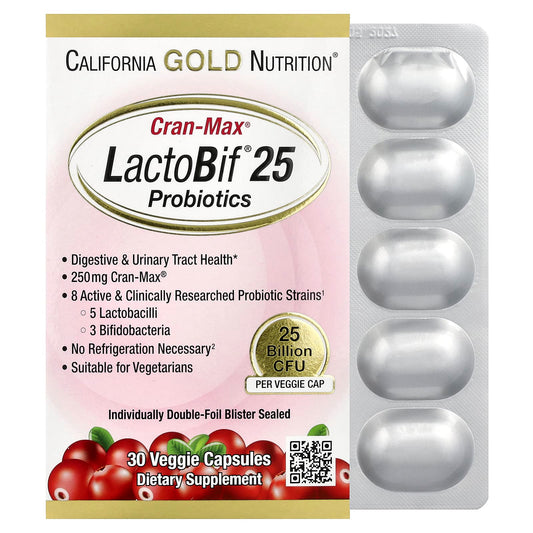 Cranberry Probiotics for Digestive Health - 25B CFU, 30 Capsules - Image 1