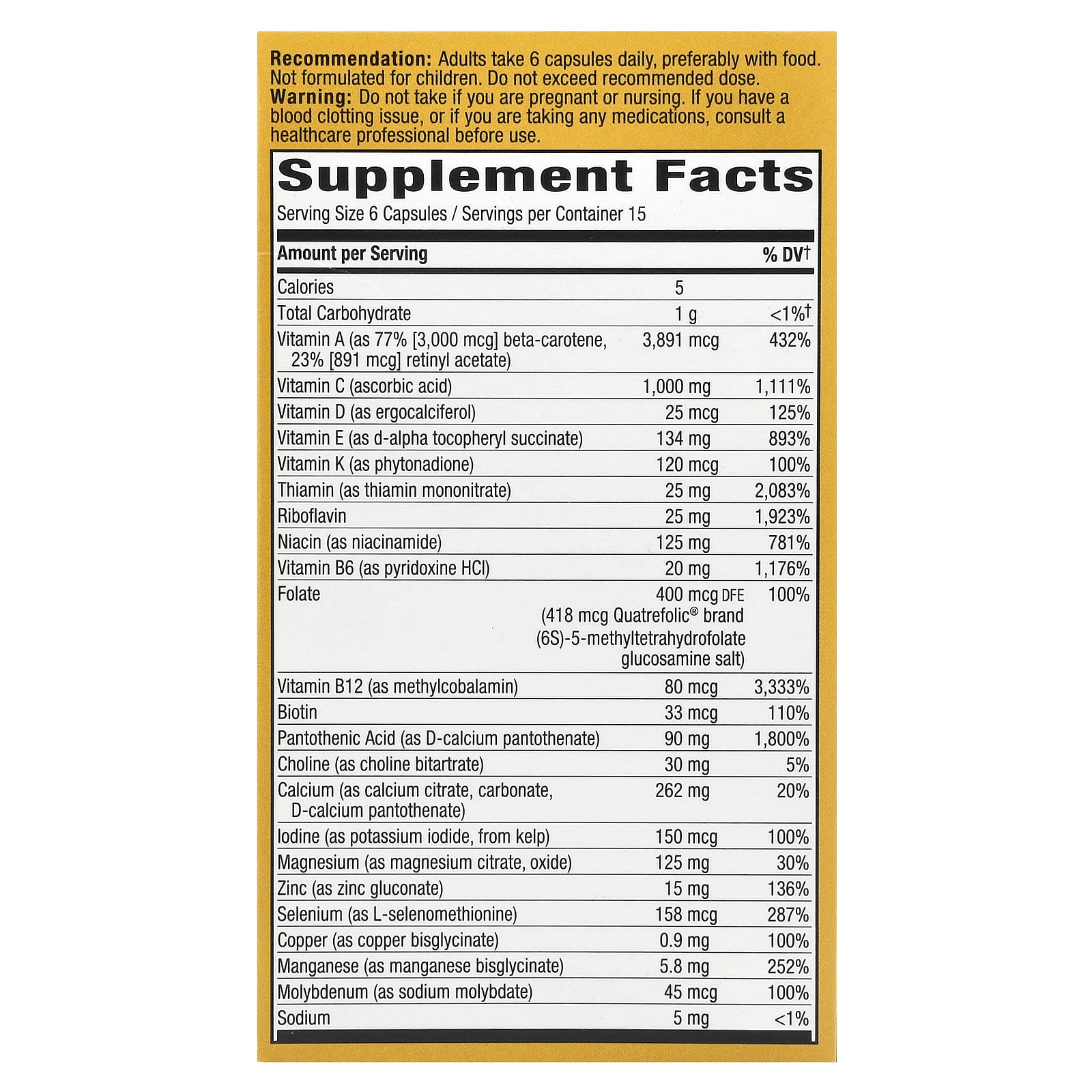 Nature's Way, Alive!® Max6 Potency, Adult Complete Multivitamin, No Added Iron, 90 Capsules - Image 2