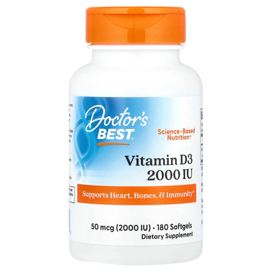 Vitamin D3 50 mcg (2,000 IU) by Doctor's Best, Supports Immunity & Bone Health - Image 1