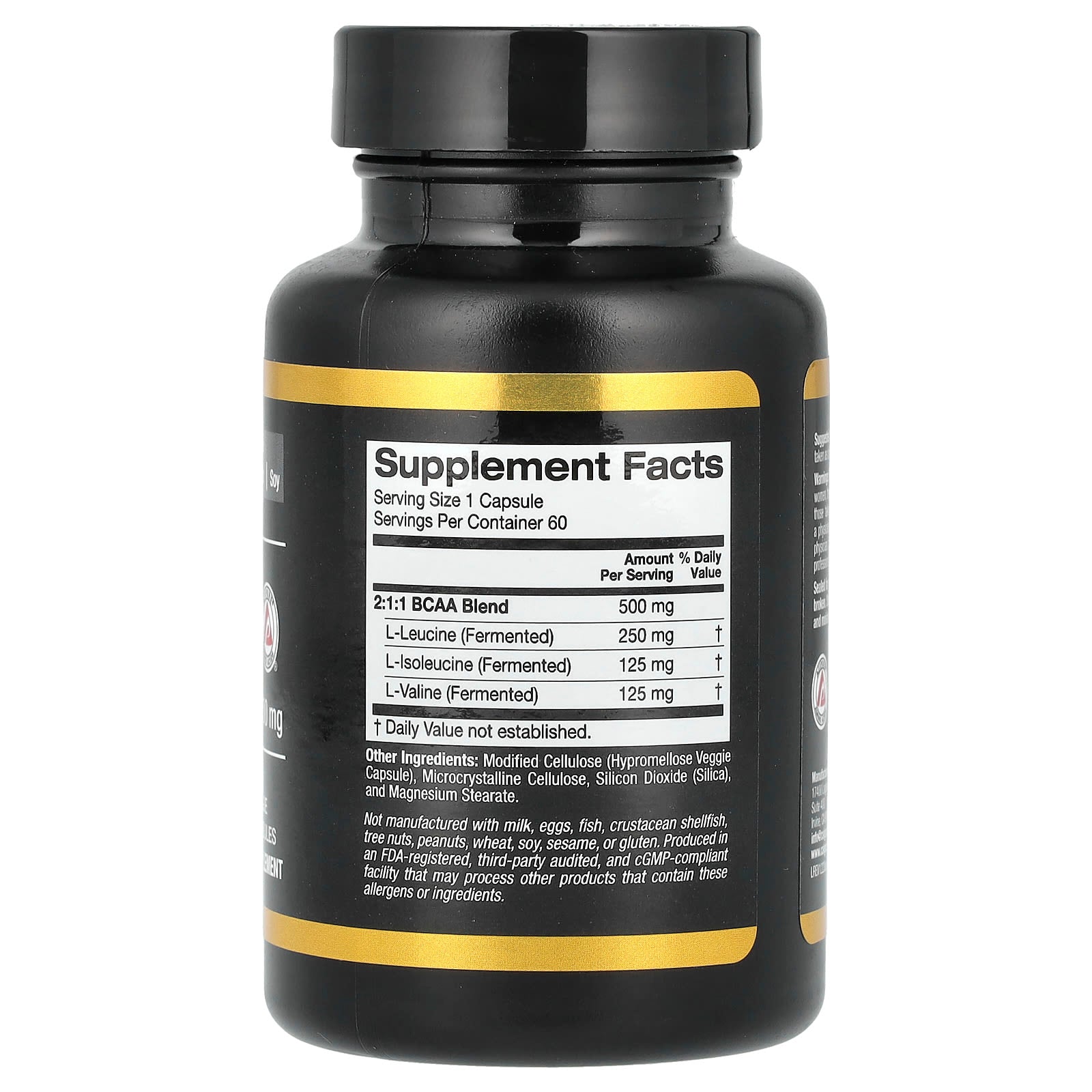 California Gold Nutrition, BCAA, AjiPure® Branched Chain Amino Acids 2:1:1 with L-Leucine, L-Isoleucine, and L-Valine, 500 mg, 60 Veggie Capsules