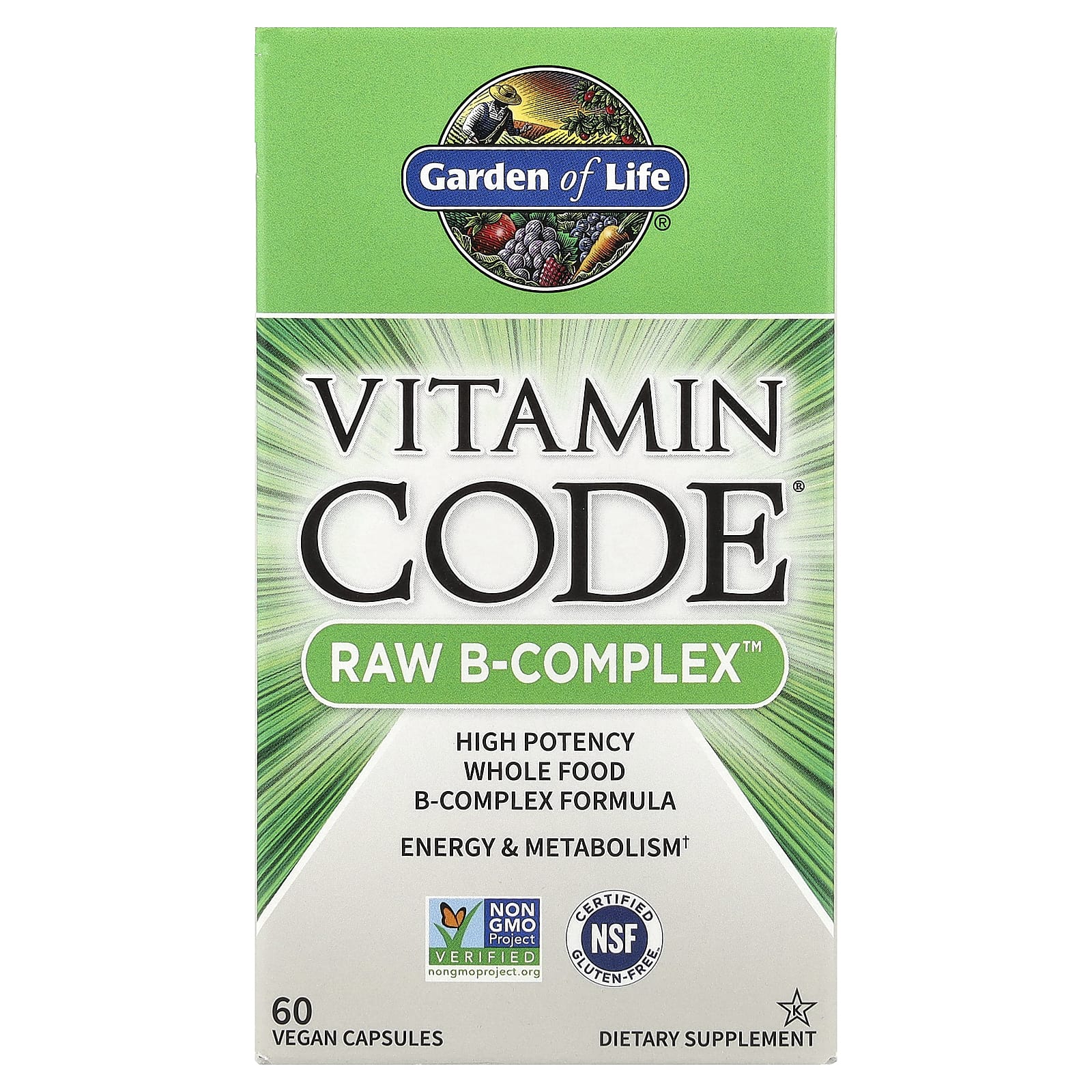"Garden of Life RAW B-Complex: High Potency Vegan B Vitamins for Energy" - Image 1