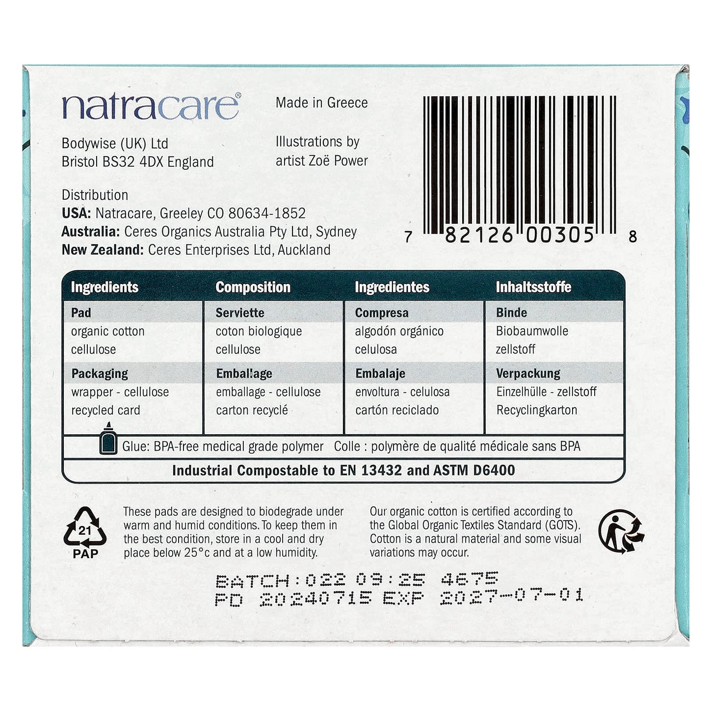 Natracare, Ultra Pads, Organic Cotton Cover, Regular, 14 Pads - Image 2