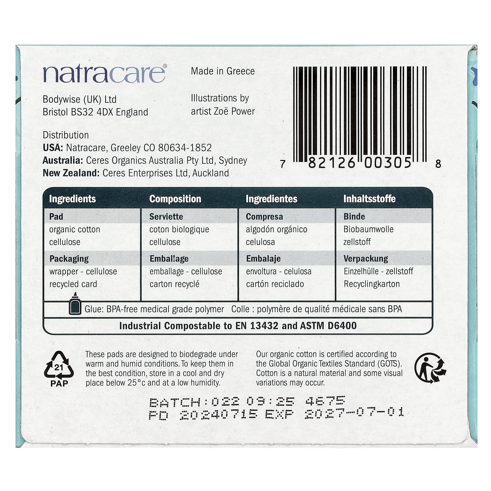 Natracare, Ultra Pads, Organic Cotton Cover, Regular, 14 Pads - Image 2