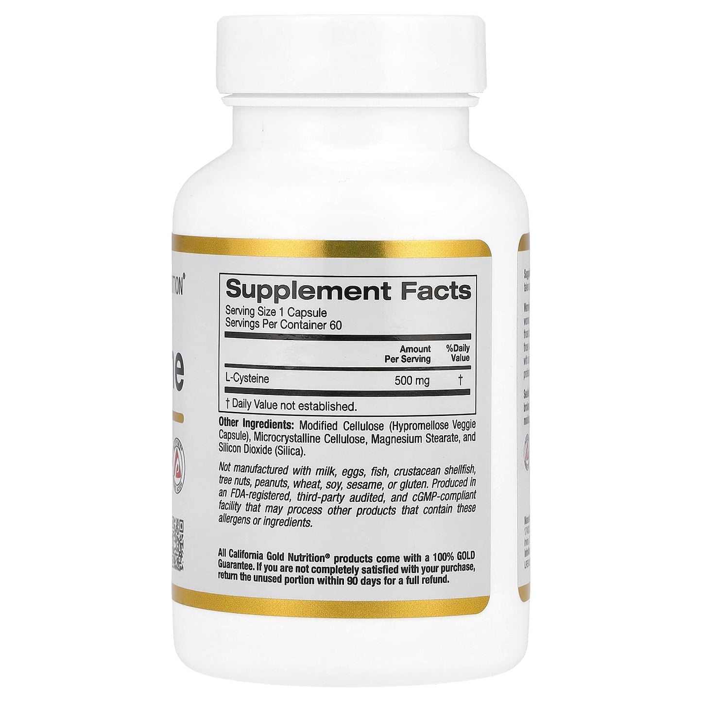 California Gold Nutrition L-Cysteine AjiPure 500mg 60 Capsules - Image 2