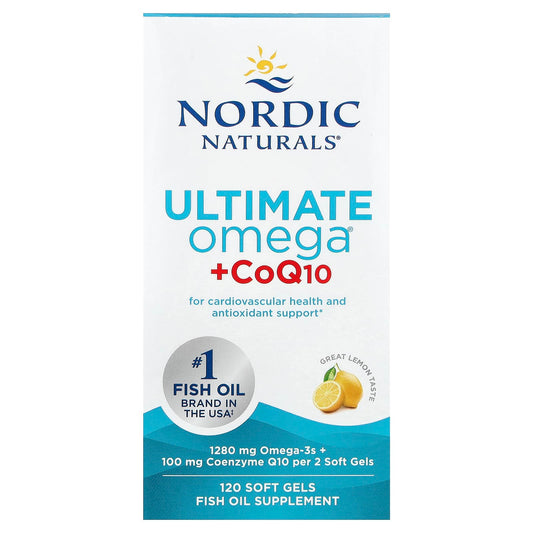 Nordic Naturals, Ultimate Omega® + CoQ10, Lemon, 120 Soft Gels - Image 1