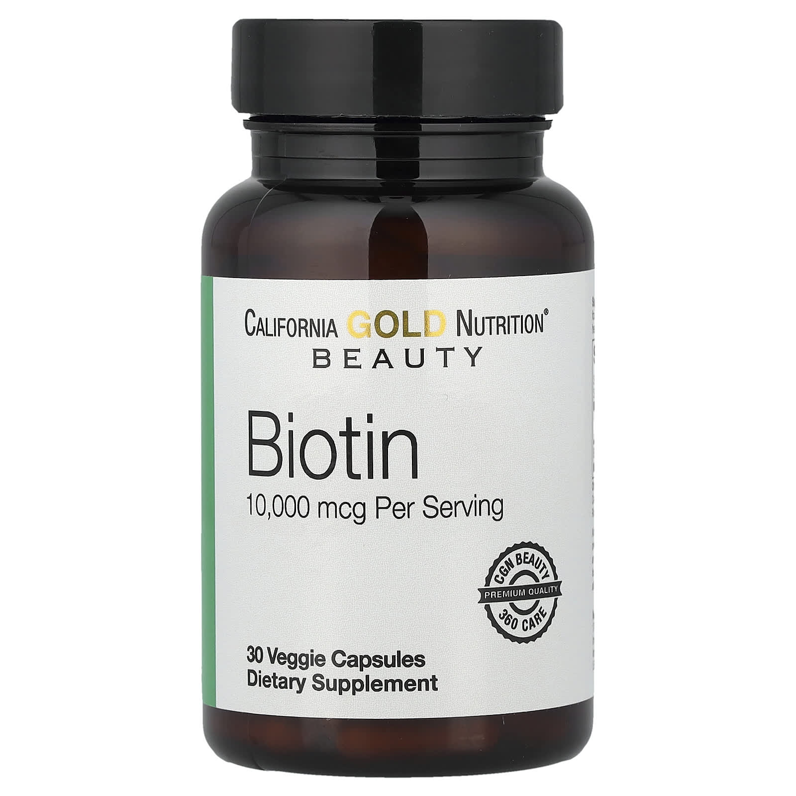 High-Strength Biotin Supplement - 10,000 mcg, 30 Veggie Capsules - Image 1