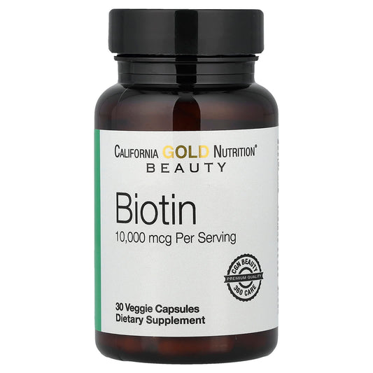 High-Strength Biotin Supplement - 10,000 mcg, 30 Veggie Capsules - Image 1