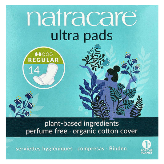 Natracare, Ultra Pads, Organic Cotton Cover, Regular, 14 Pads - Image 1