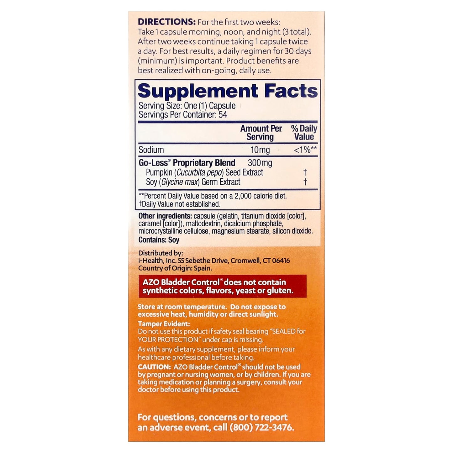 AZO Bladder Control with Go-Less, 54 Capsules - 24 Hour Support - Image 2