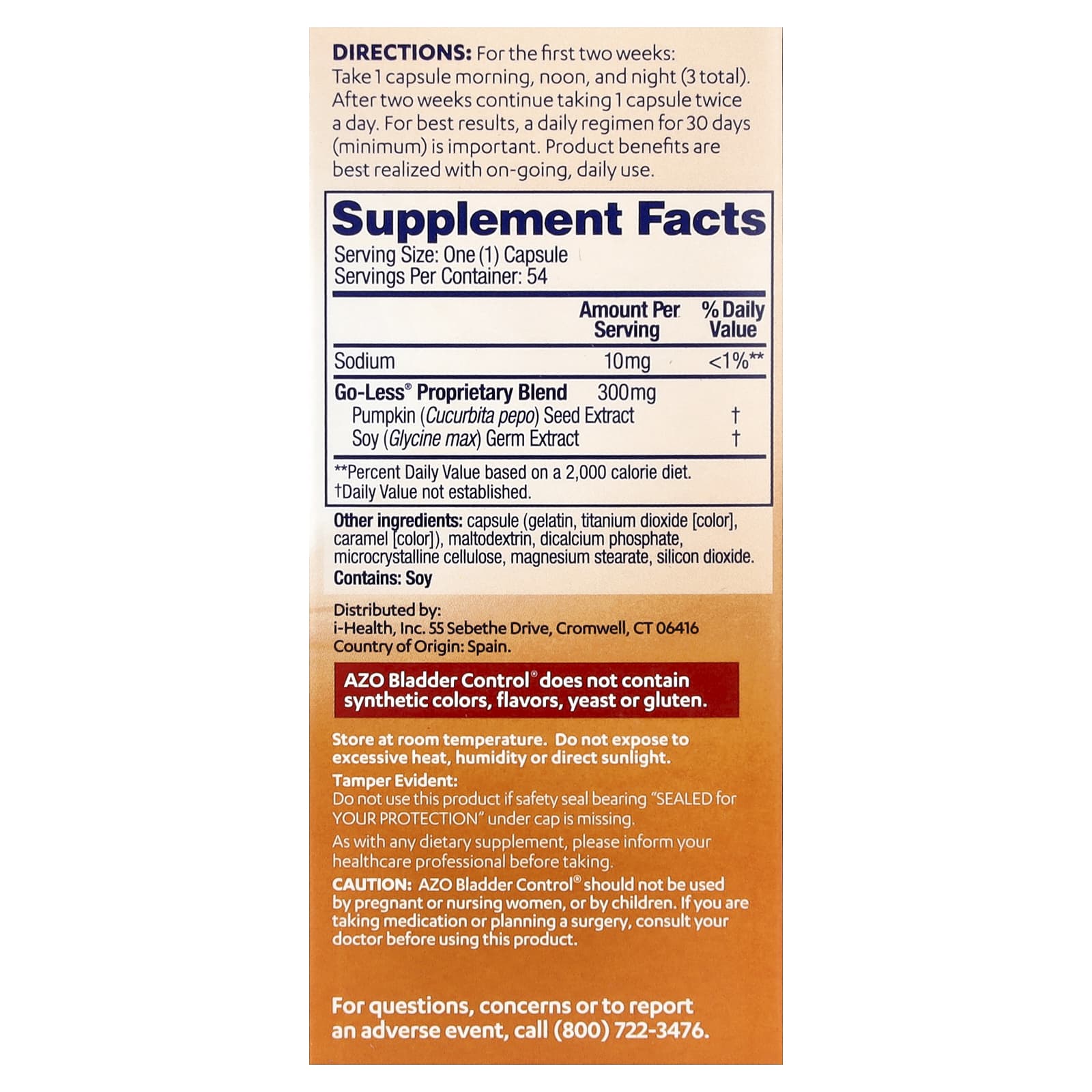 AZO Bladder Control with Go-Less, 54 Capsules - 24 Hour Support - Image 2