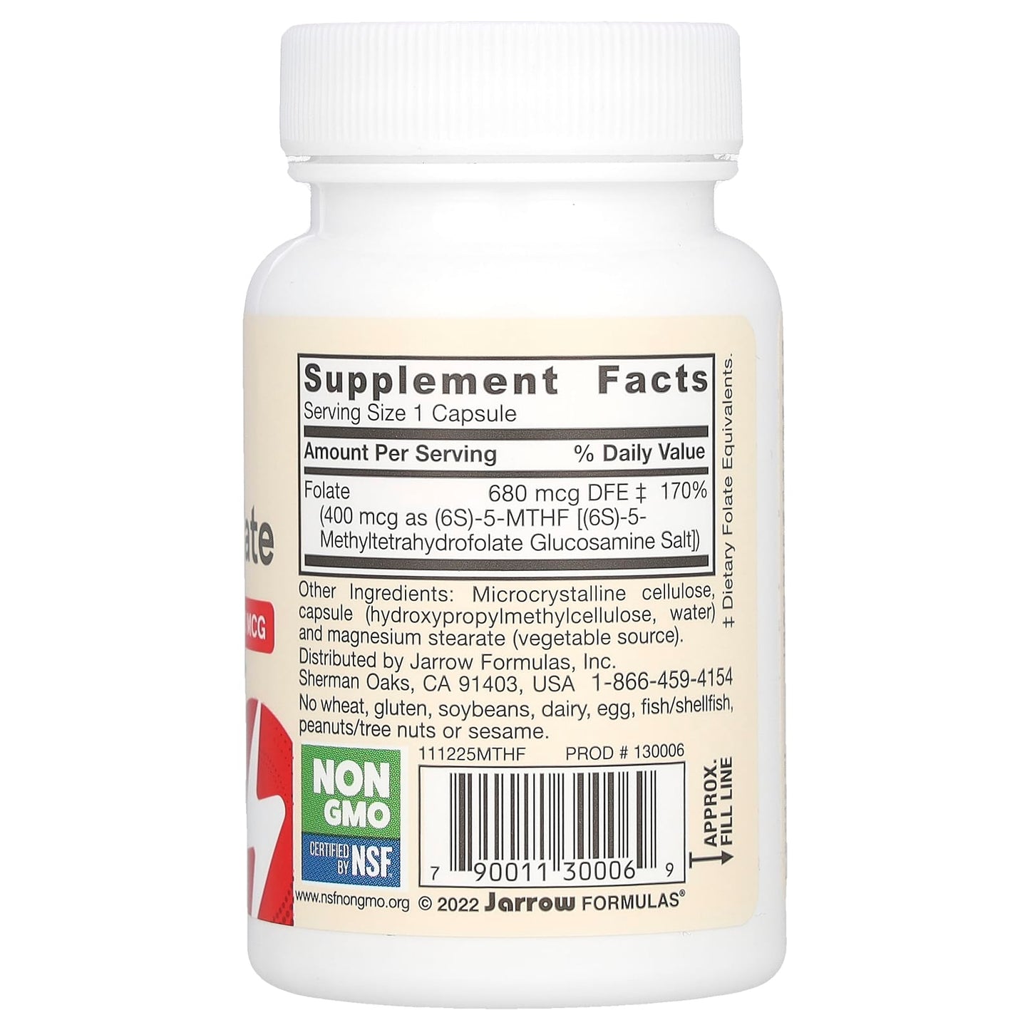 Jarrow Formulas Vegan Methyl Folate - 400 mcg - 60 Veggie Capsules - Image 2