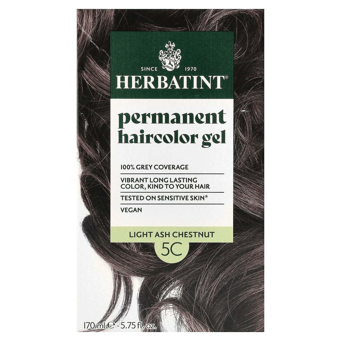 Herbatint Permanent Hair Color Gel 5C Light Ash Chestnut - Image 1