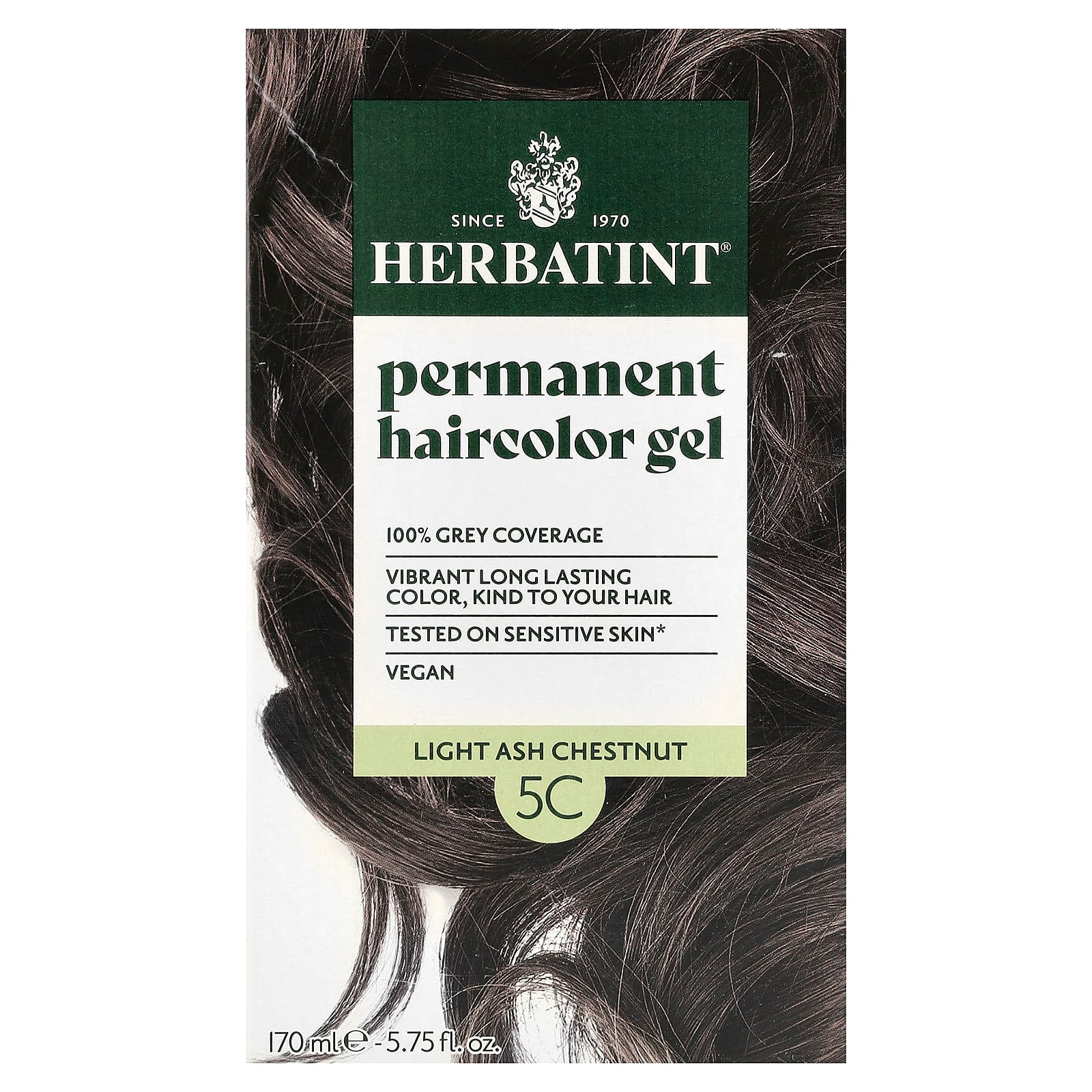 Herbatint Permanent Hair Color Gel 5C Light Ash Chestnut - Image 1