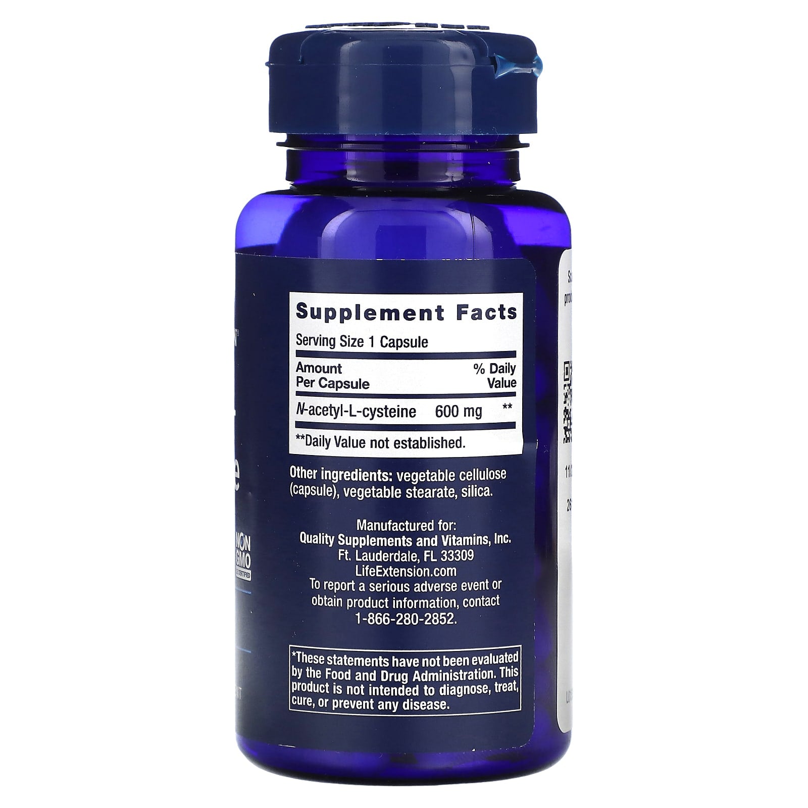 Life Extension, N-Acetyl-L-Cysteine, 600 mg, 60 Capsules - Image 2