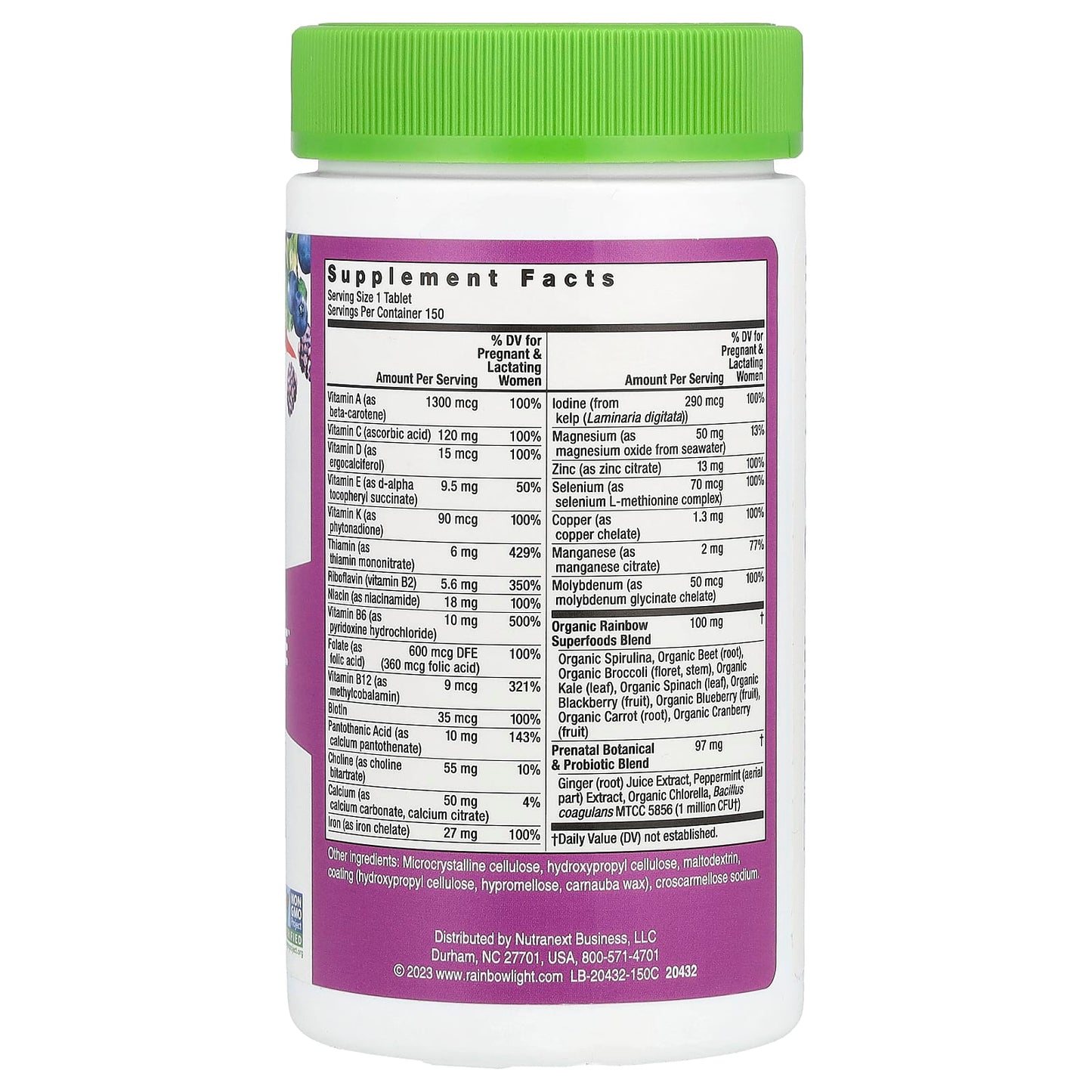Rainbow Light, Prenatal One™ Daily Multivitamin, High Potency, 150 Vegan Tablets - Image 2