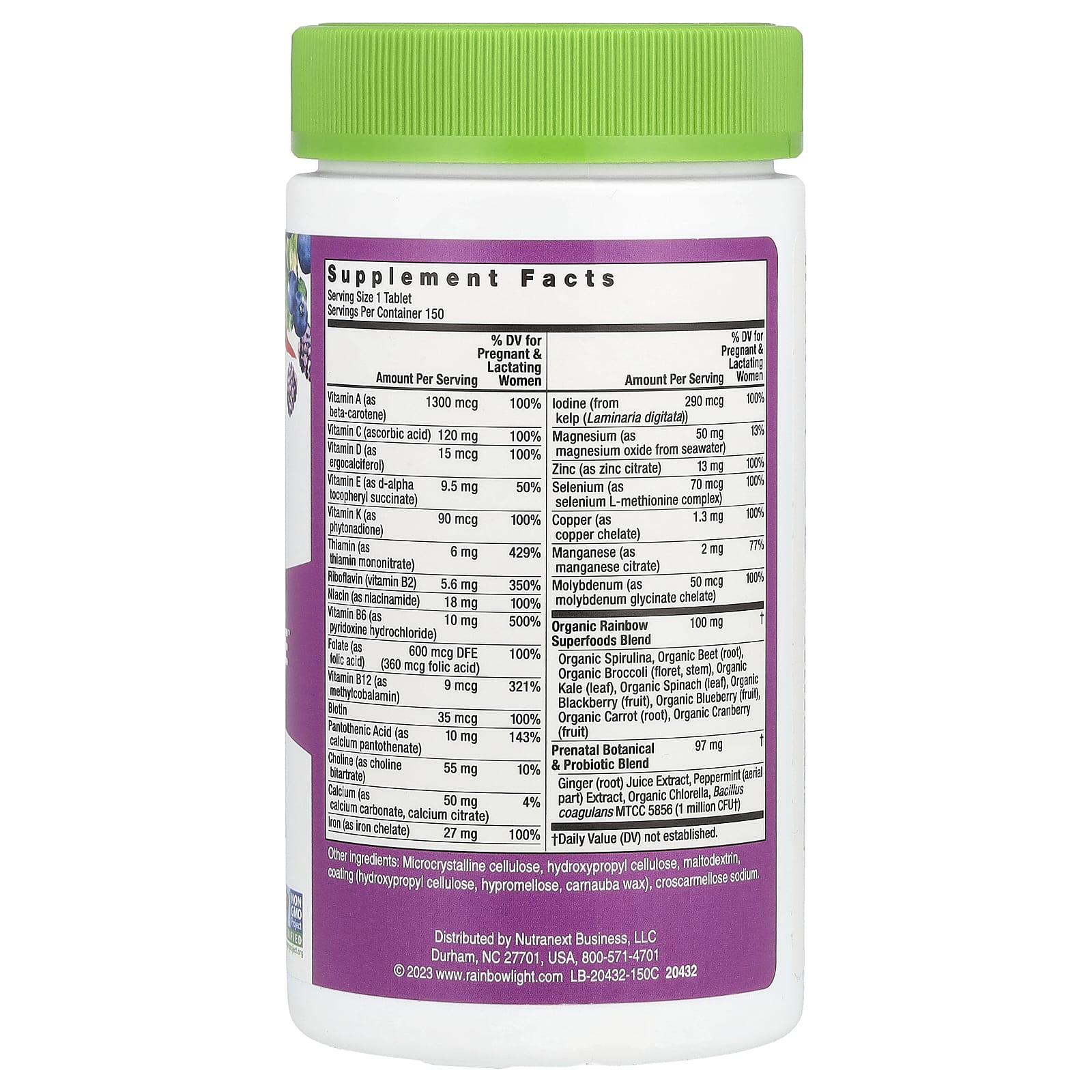 Rainbow Light, Prenatal One™ Daily Multivitamin, High Potency, 150 Vegan Tablets - Image 2