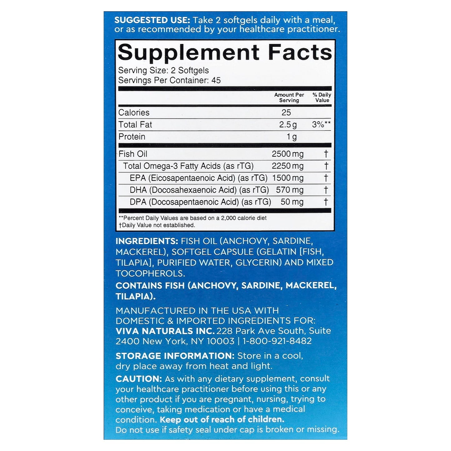 Viva Naturals, Omega-3 Fish Oil, Triple Strength, 2,500 mg, 90 Softgels - Image 2
