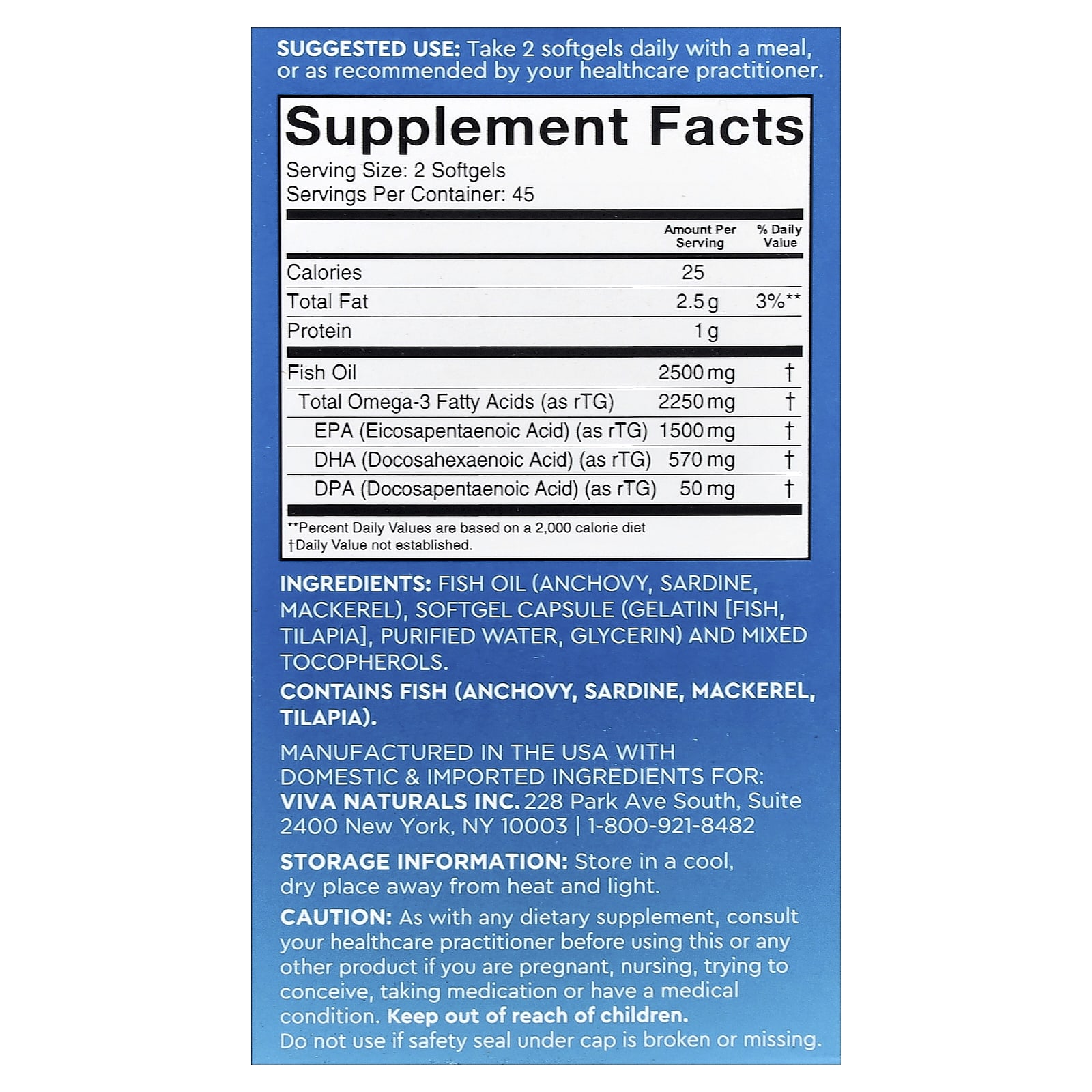 Viva Naturals, Omega-3 Fish Oil, Triple Strength, 2,500 mg, 90 Softgels - Image 2