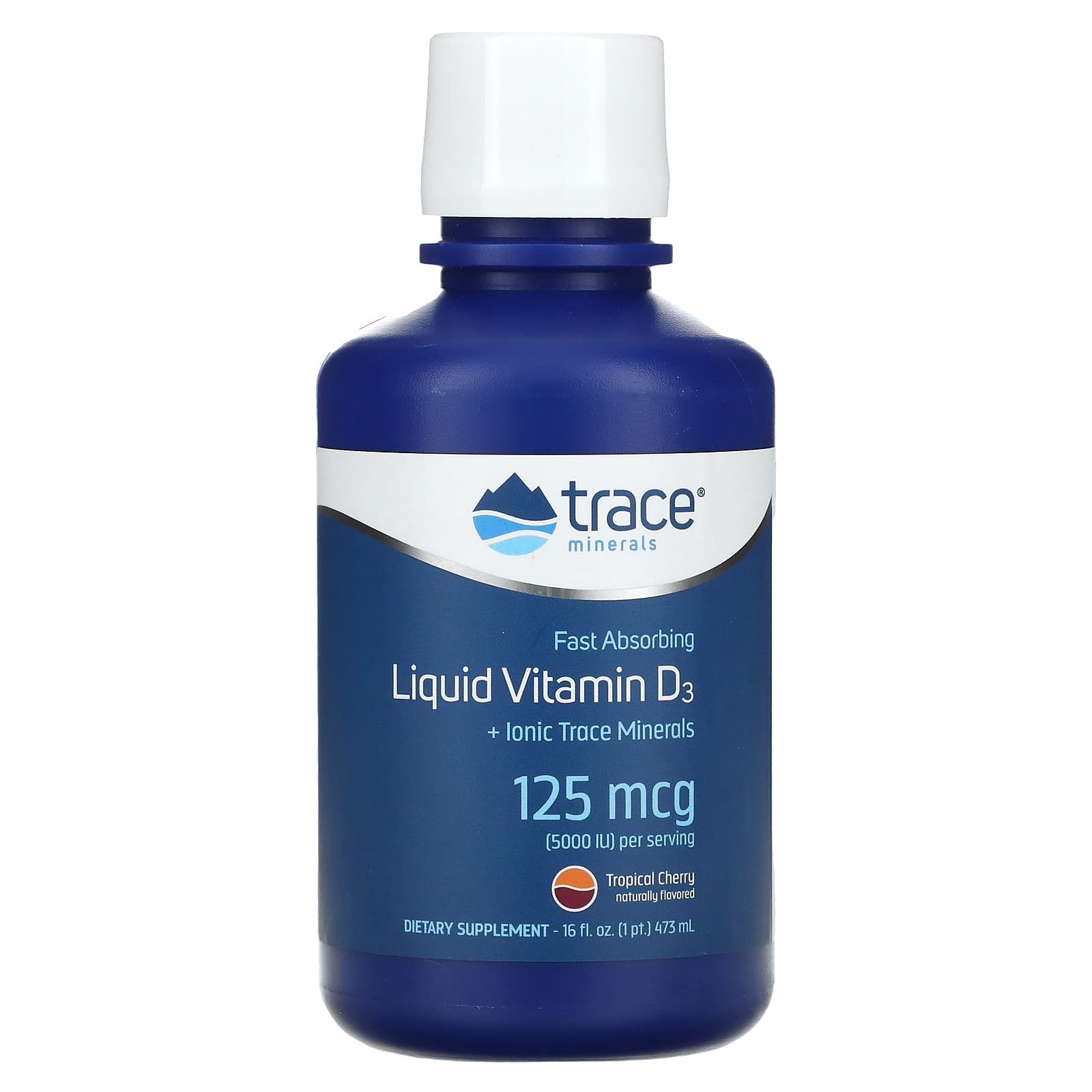 Trace, Liquid Vitamin D3, Tropical Cherry, 125 mcg (5000 IU), 16 fl oz (473 ml) - Image 1