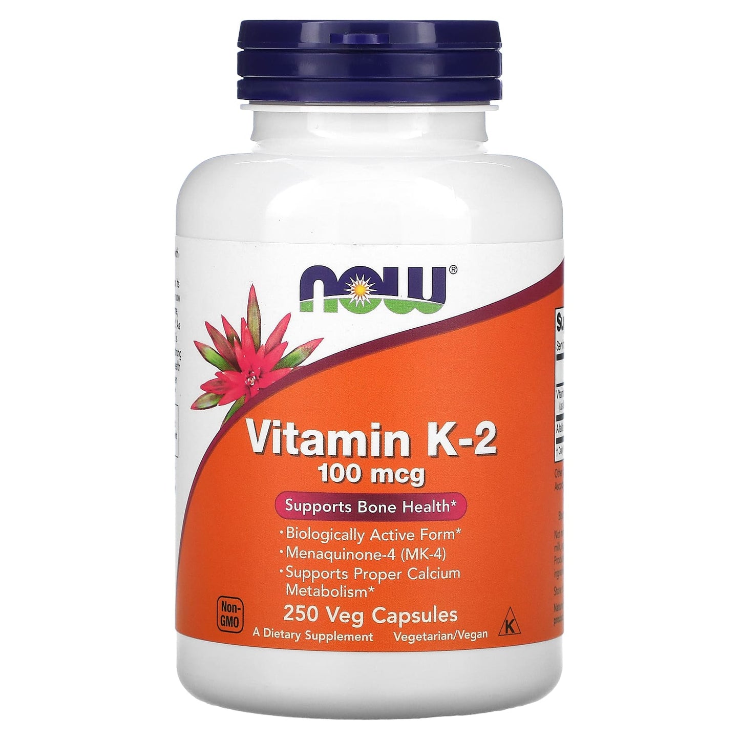 NOW Foods, Vitamin K-2, 100 mcg, 250 Veg Capsules - Image 1