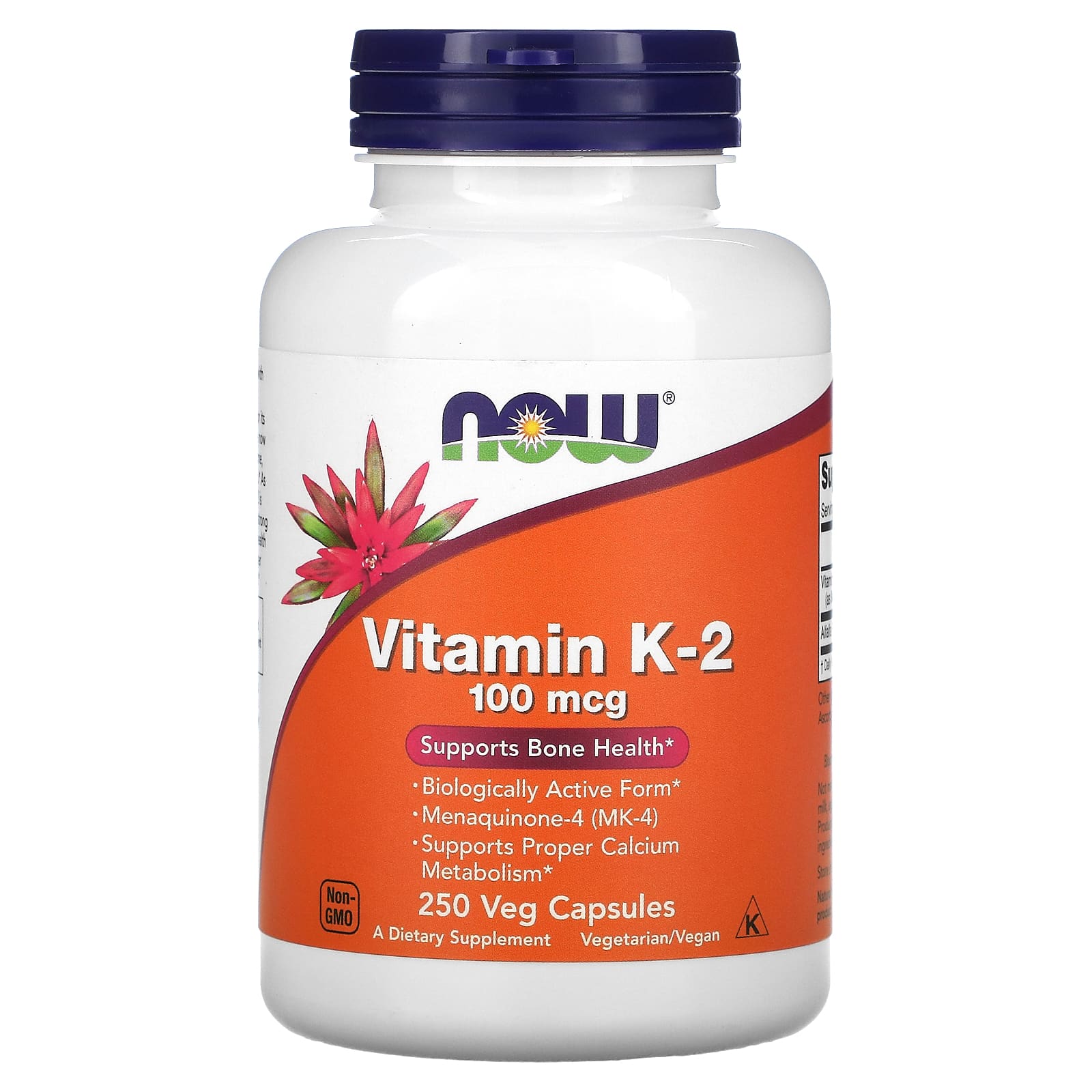 NOW Foods, Vitamin K-2, 100 mcg, 250 Veg Capsules - Image 1