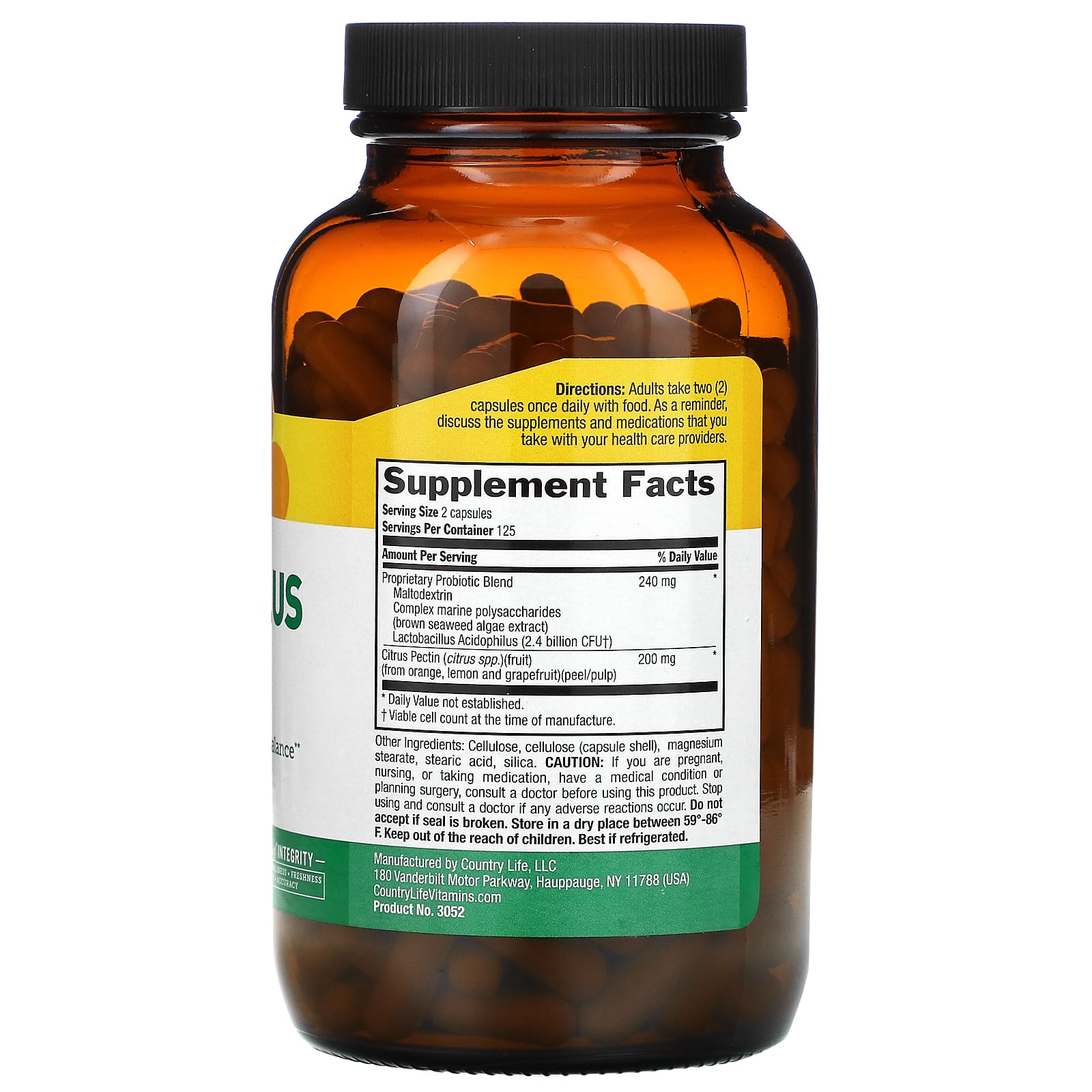Country Life Acidophilus Probiotic with Pectin, 250 Vegan Capsules - Image 2