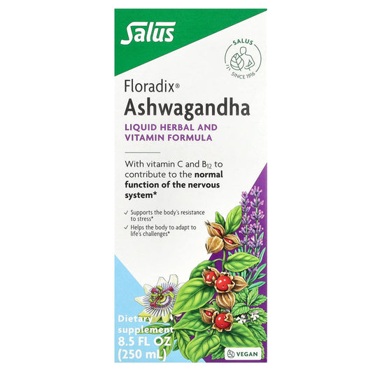 Floradix Ashwagandha Liquid Herbal Formula for Stress Relief, 8.5 fl oz - Image 1