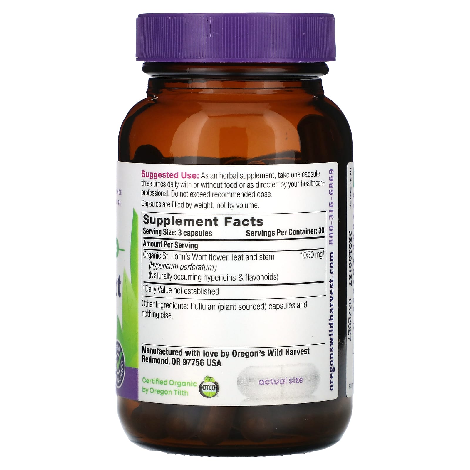 Oregon's Wild Harvest, St. John's Wort, 90 Vegan Capsules - Image 2